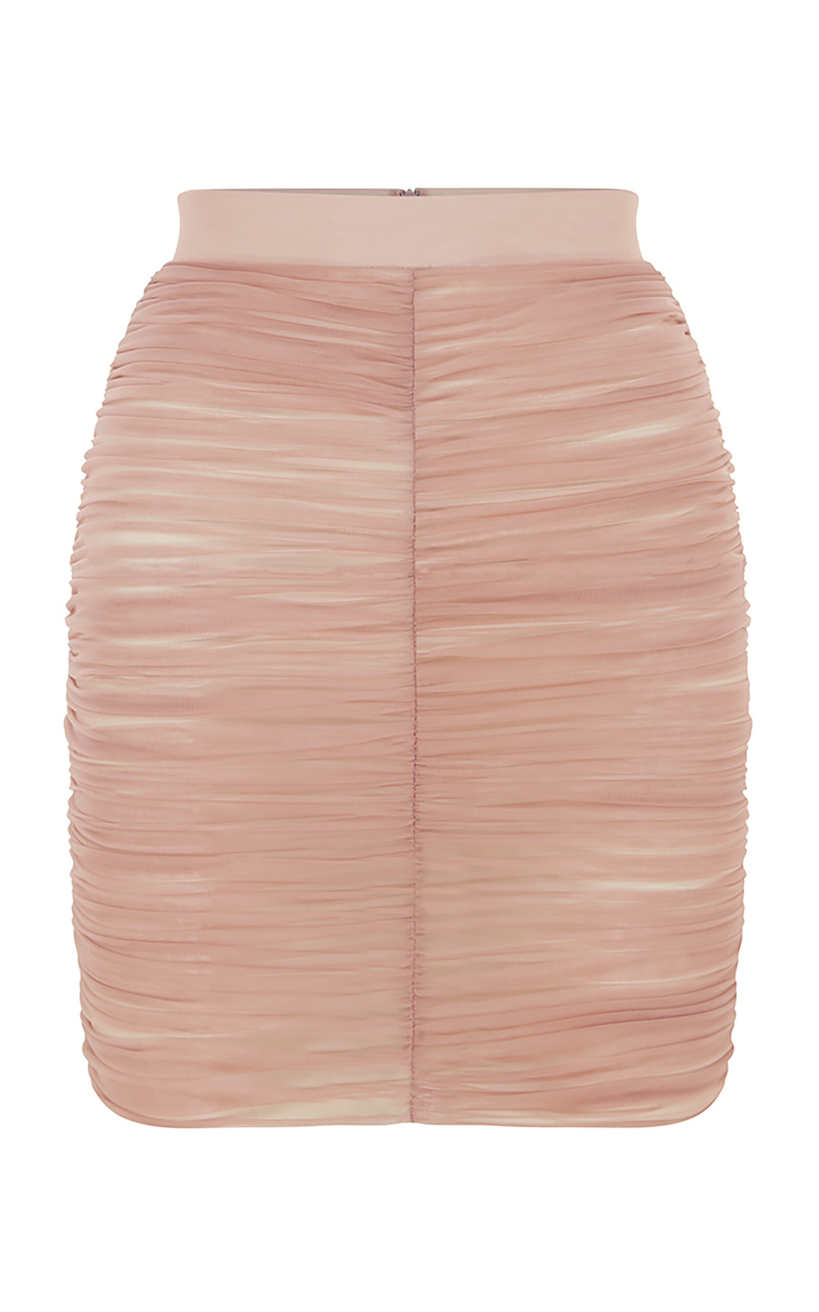 Alex Perry Ruched Mesh Mini Skirt In Neutral