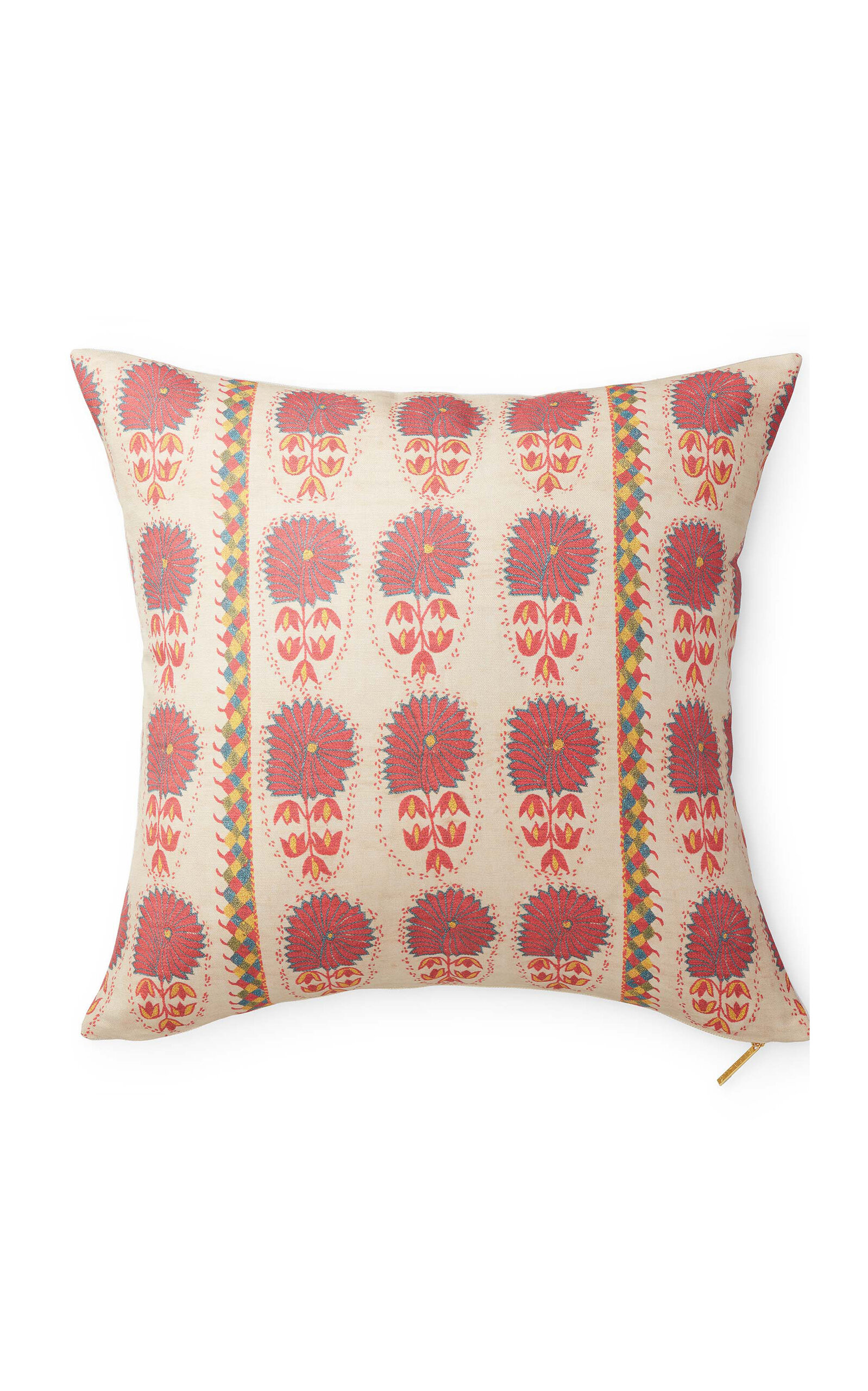 St. Frank Suzani Daisy Linen-cotton Pillow In Pink