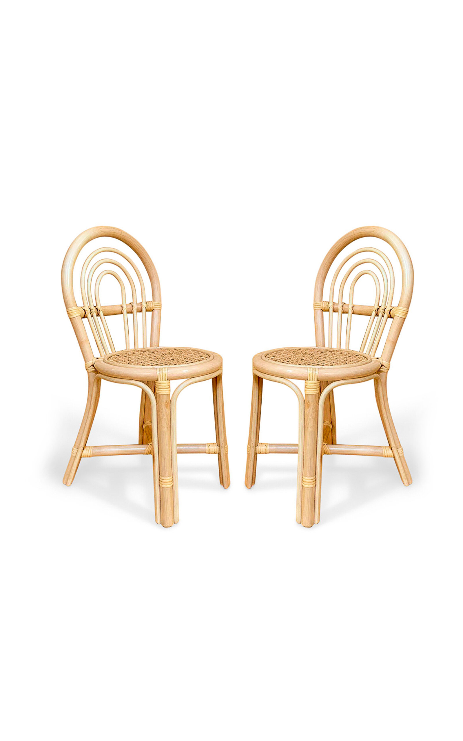 Poppie Toys Set-of-Two Rainbow Rattan Kids Chairs