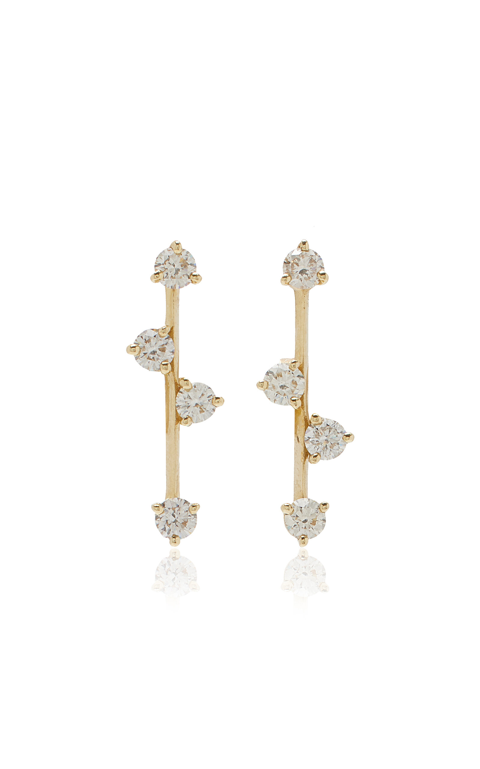 XL Milk Space Bars 14K Yellow Gold Diamond Earrings