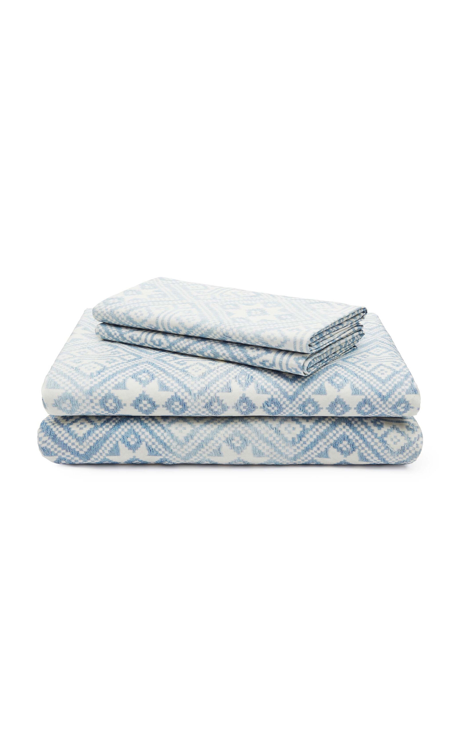 St. Frank Muong Cotton Full/Queen Sheet Set - Light Blue