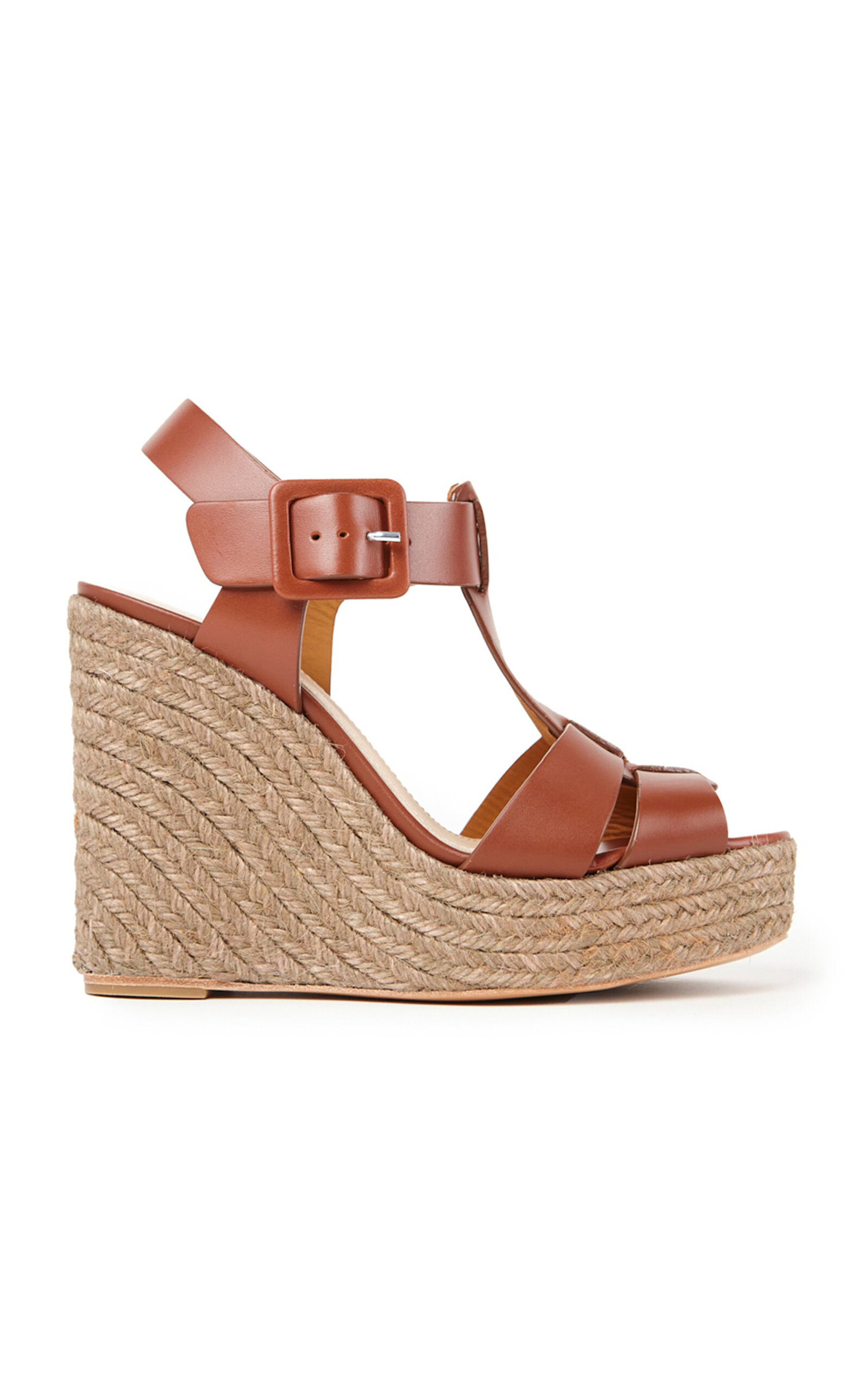 Shop Paloma Barceló Alison Leather Wedges In Brown