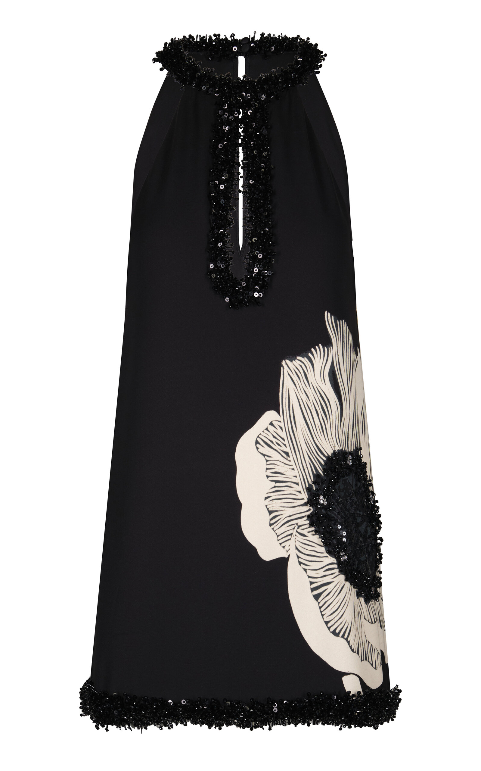 Johanna Ortiz El Serrallo Embellished Silk-blend Mini Dress In Black