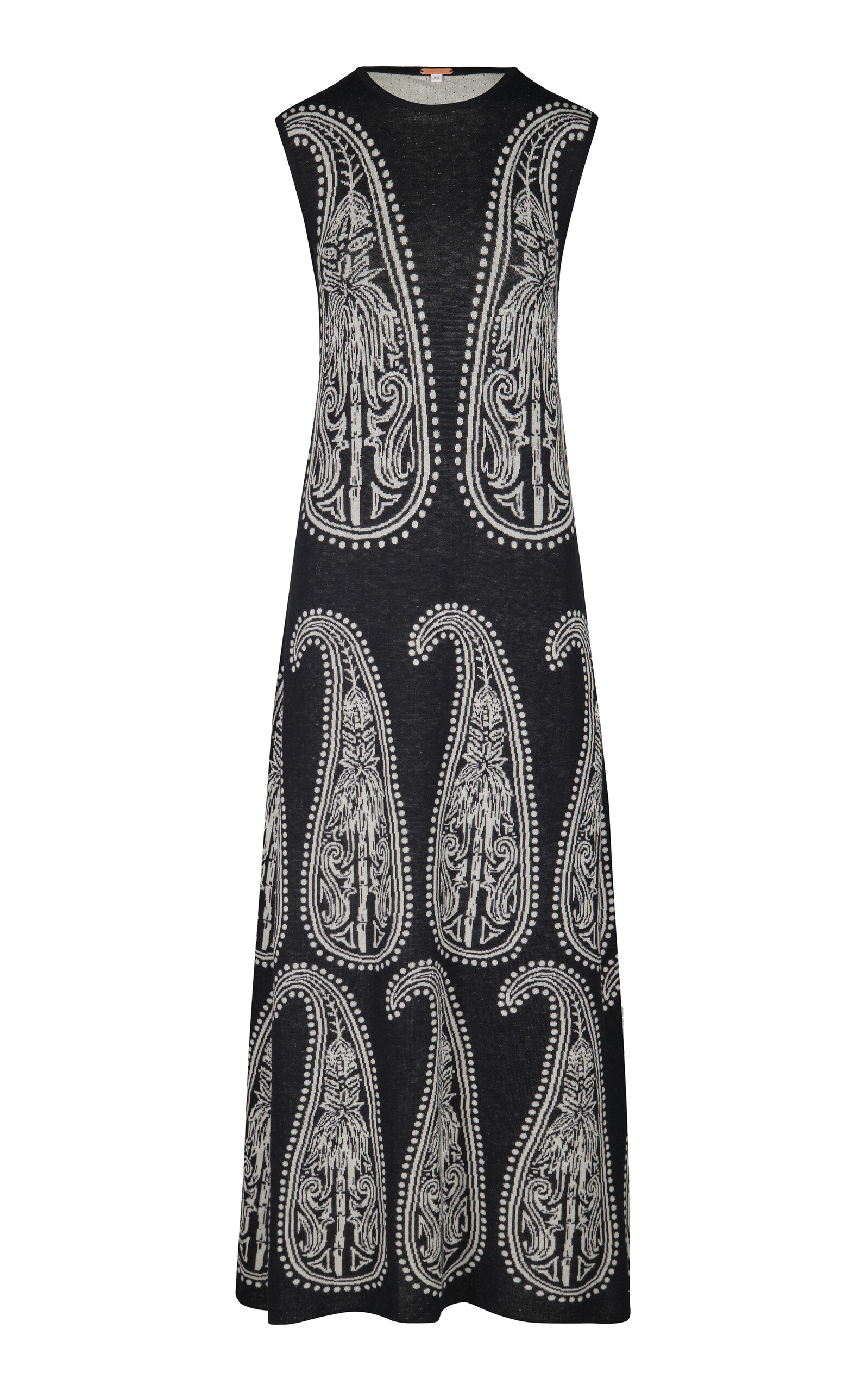 Johanna Ortiz Air Of Mystery Paisley Cotton Midi Dress In Black,white