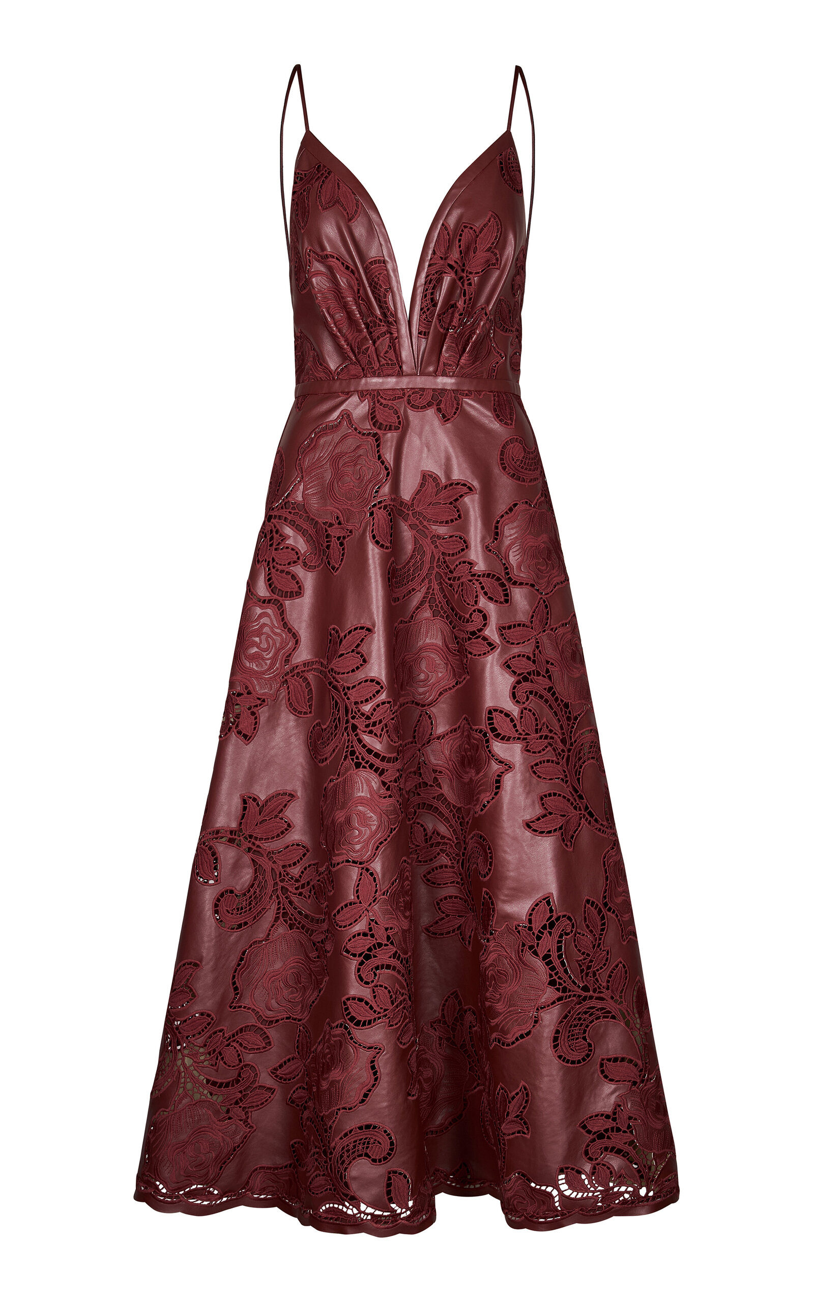 Johanna Ortiz Melancholic Bliss Embroidered Vegan Leather Midi Dress In Burgundy | ModeSens Johanna Ortiz Melancholic Bliss Embroidered Vegan Leather Midi Dress In Burgundy | ModeSens