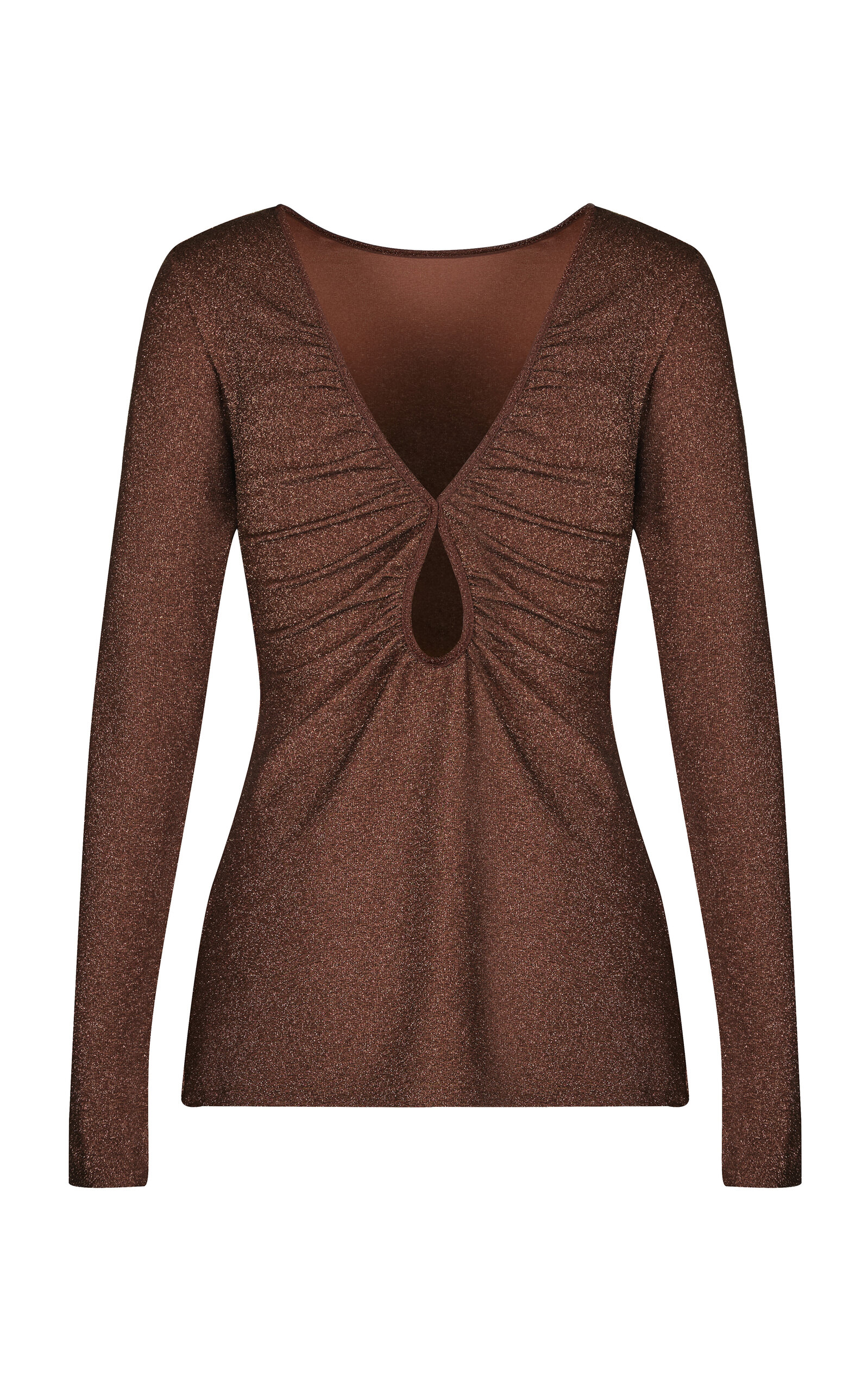 Johanna Ortiz Filigrana De Fiesta Keyhole Lurex Top In Bronze