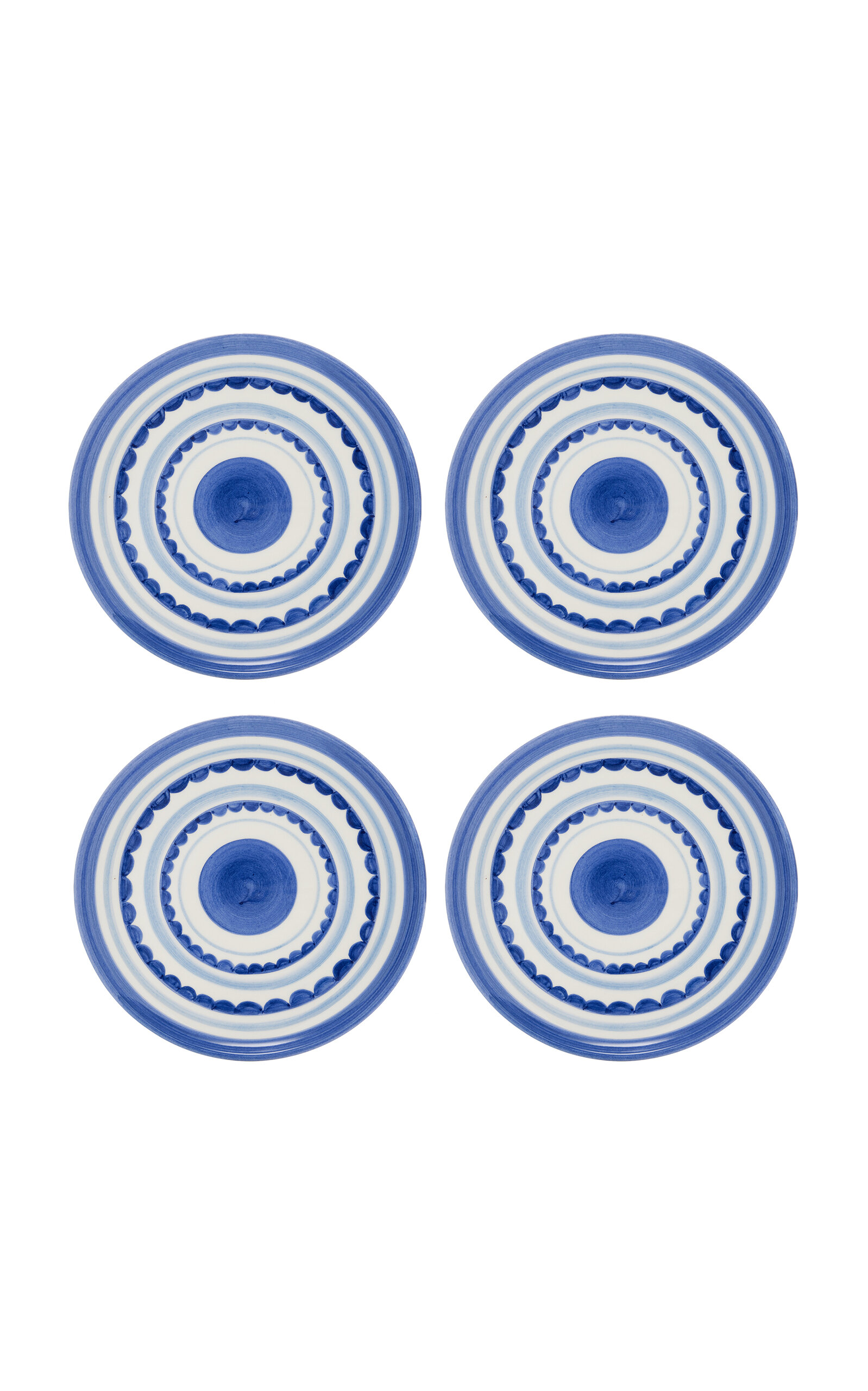 Shop Moda Domus Set-of-four Amalfi Coast Ceramic Dinner Plates In Blue