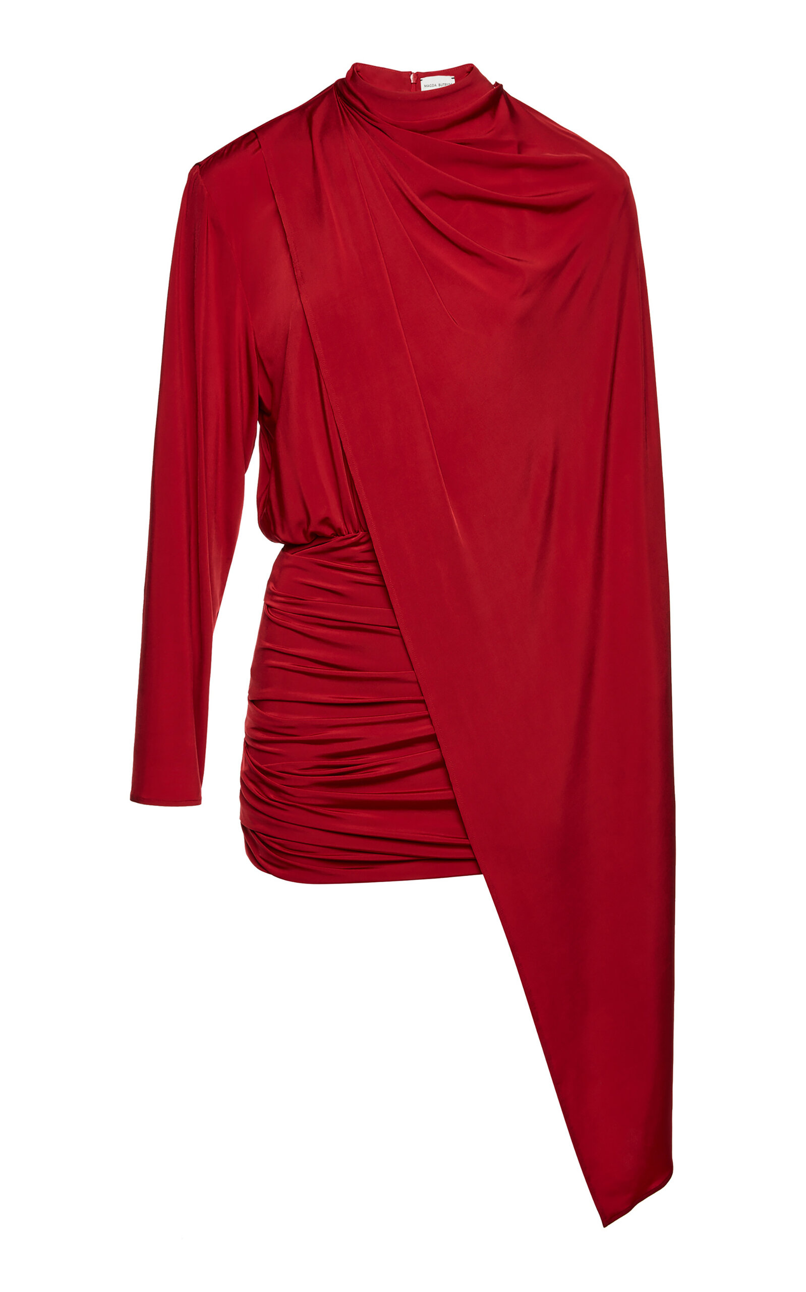 Magda Butrym Silk Wrap Cape Mini Dress In Red