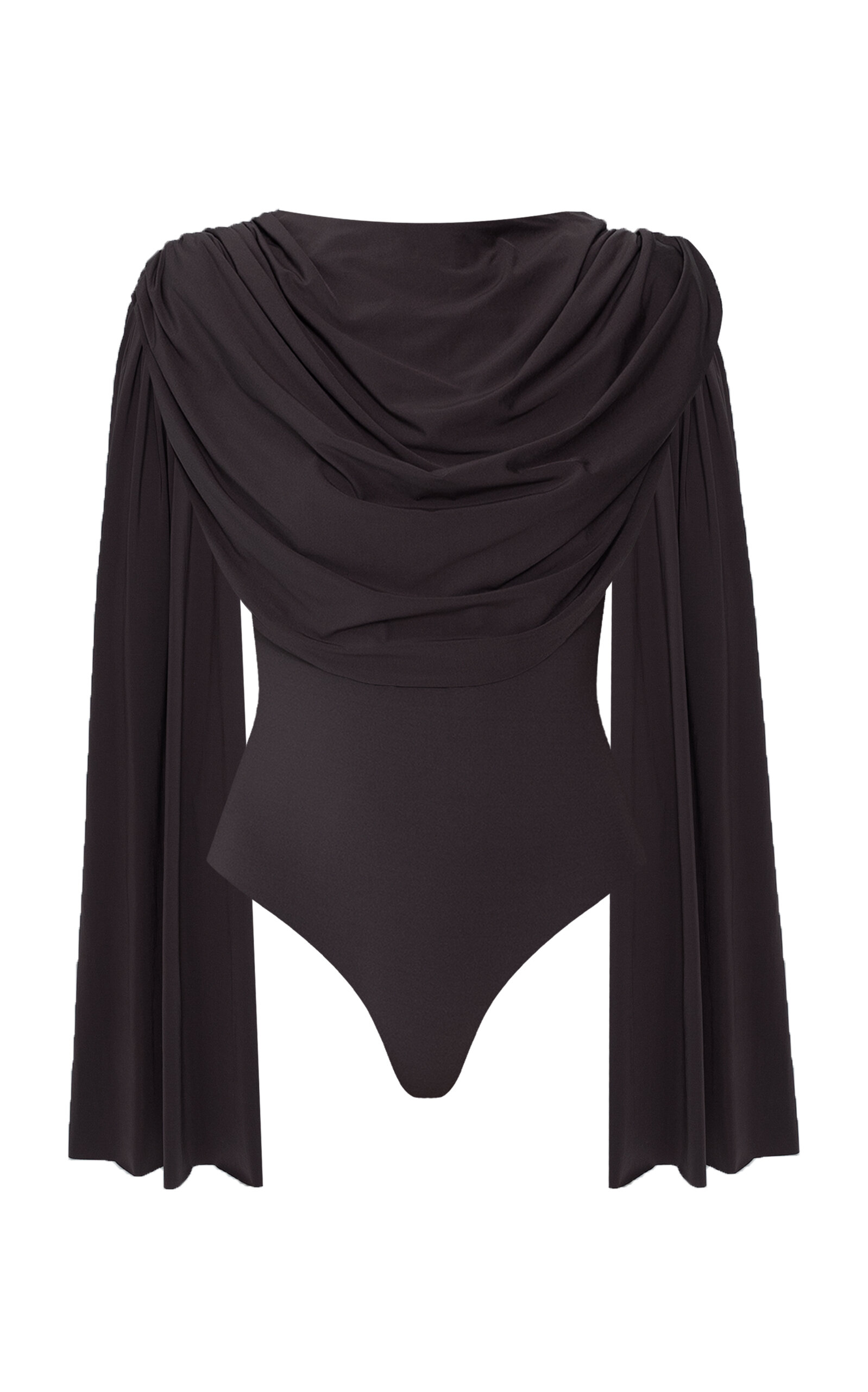 Maygel Coronel Burano Draped Bodysuit In Brown