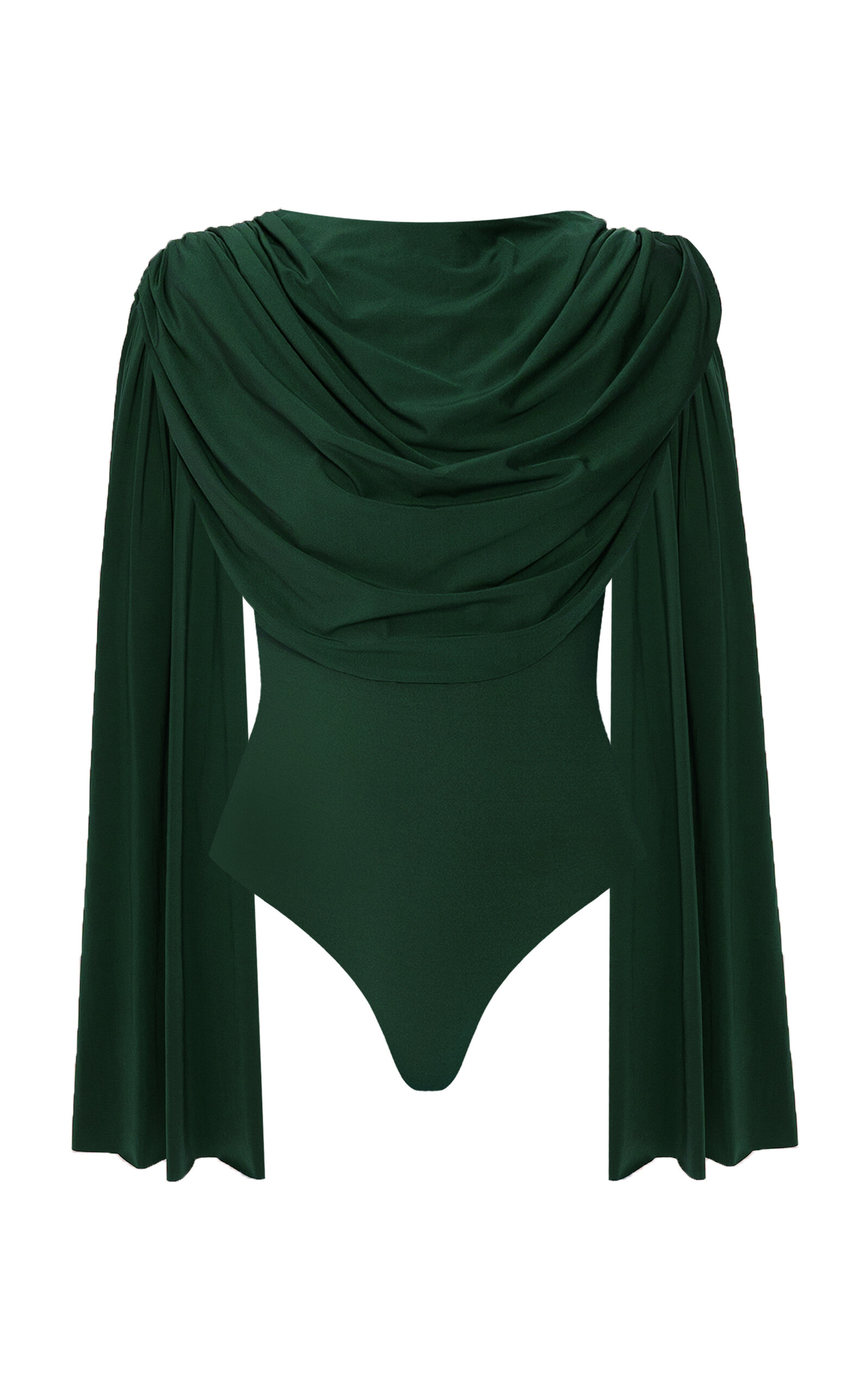 Maygel Coronel Burano Draped Bodysuit In Dark Green