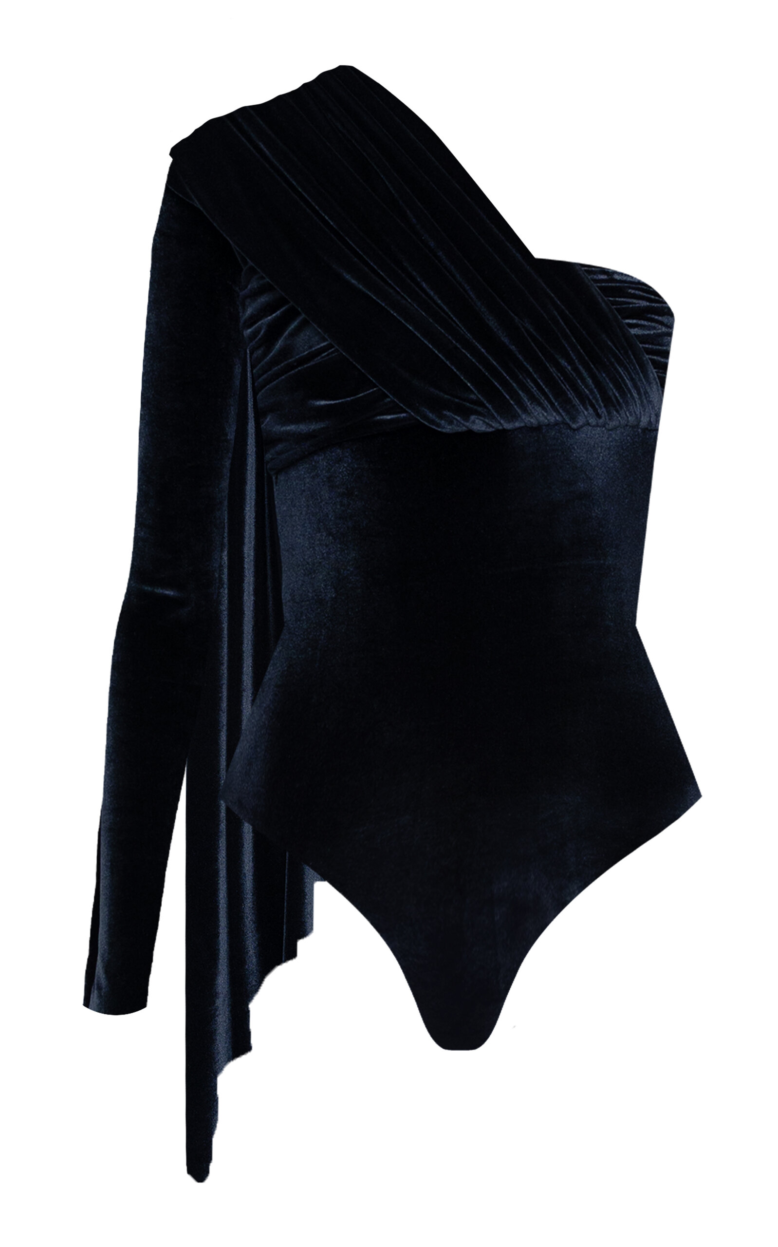 Maygel Coronel Vionnet Asymmetric Bodysuit In Black