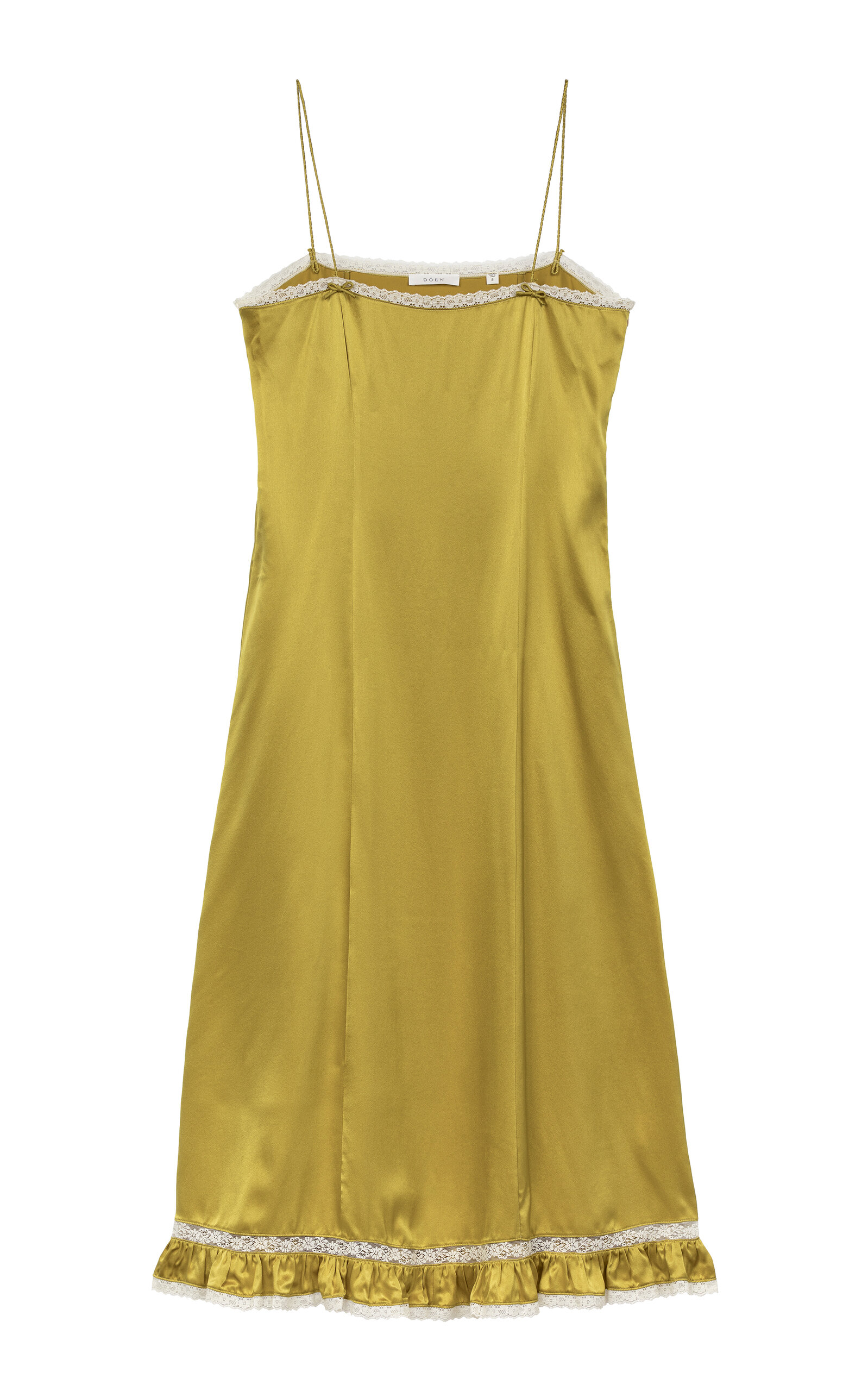 Doen Celano Lace-trimmed Silk Midi Dress In Yellow