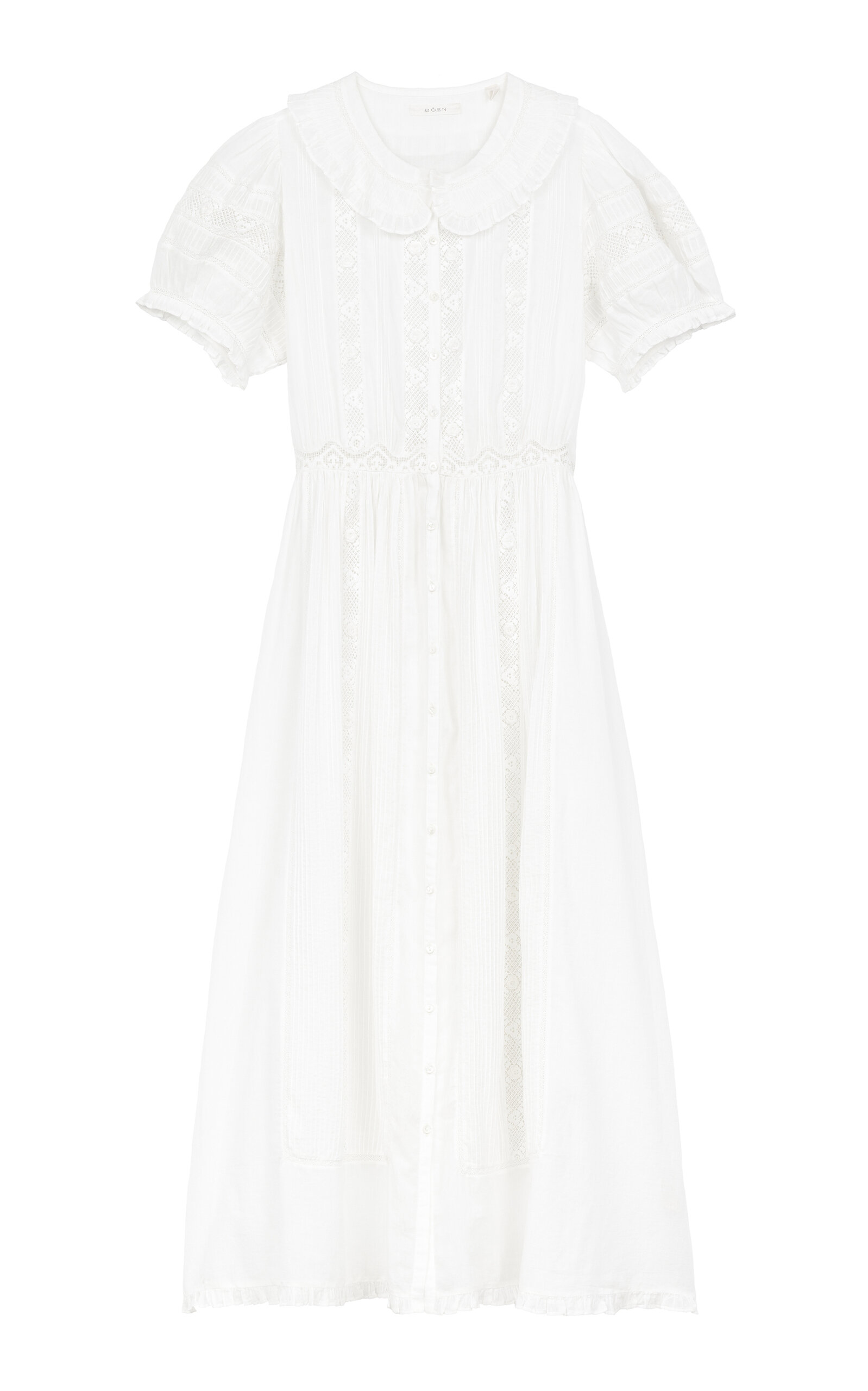 Doen Phoebe Lace-trimmed Cotton-voile Midi Dress In White