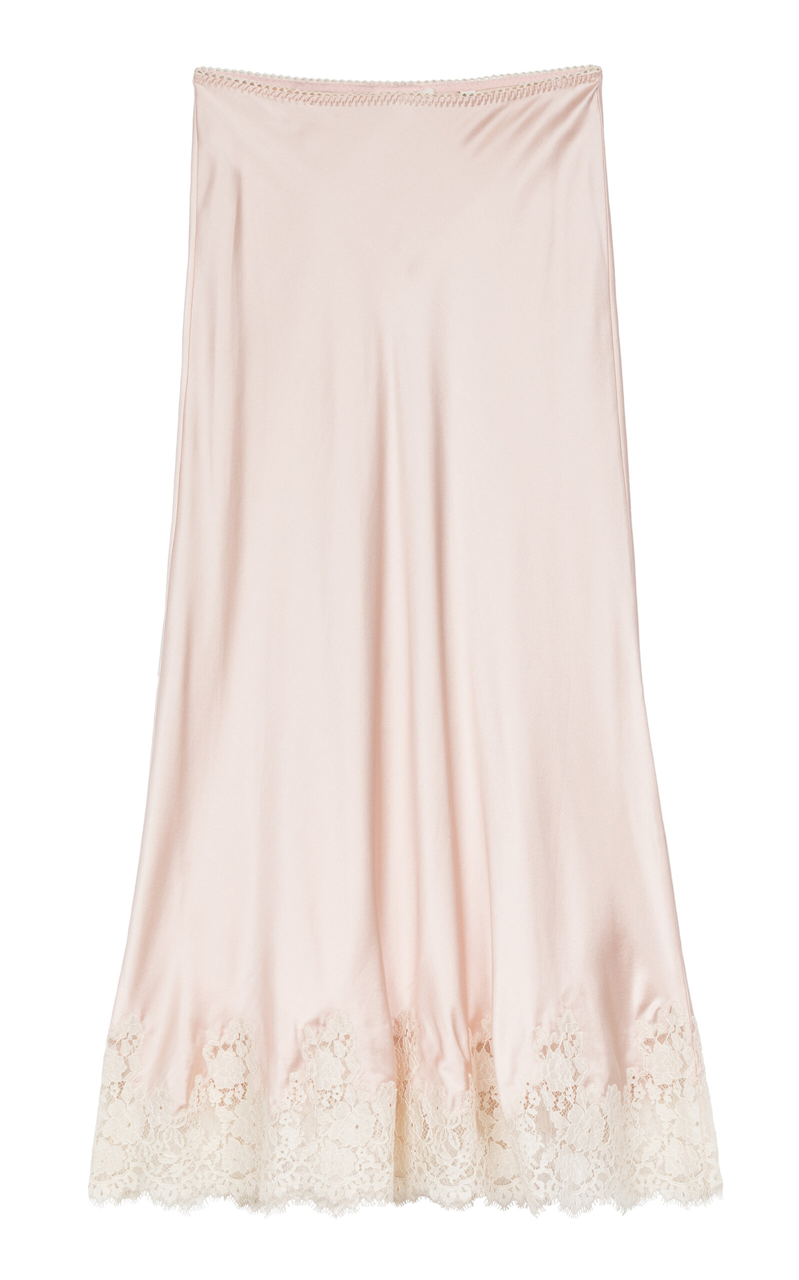 Doen Elowen Lace-trimmed Silk-satin Midi Skirt In Light Pink