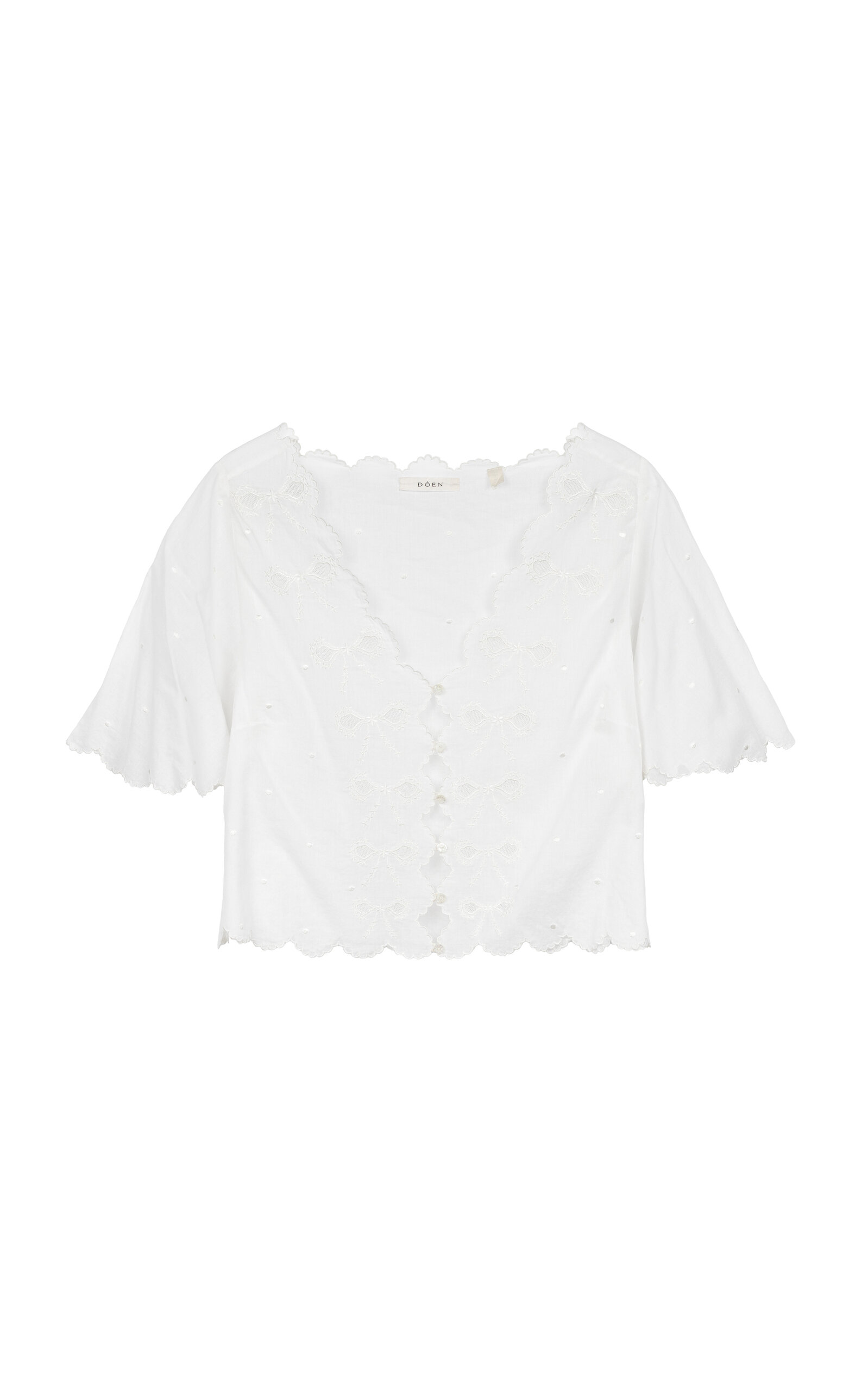 Doen Kacy Embroidered Cotton-voile Top In White