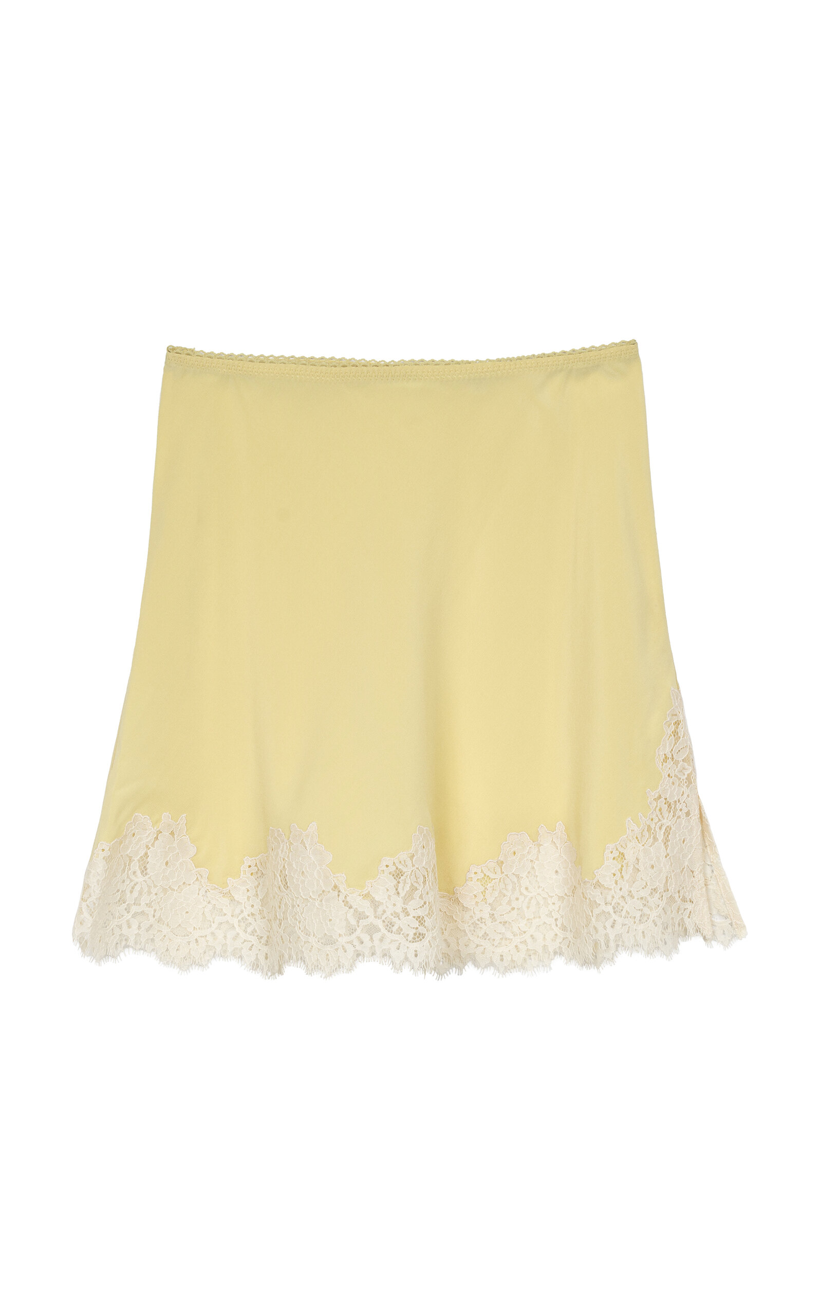 Doen Guilietta Lace-trimmed Silk-satin Mini Skirt In Yellow
