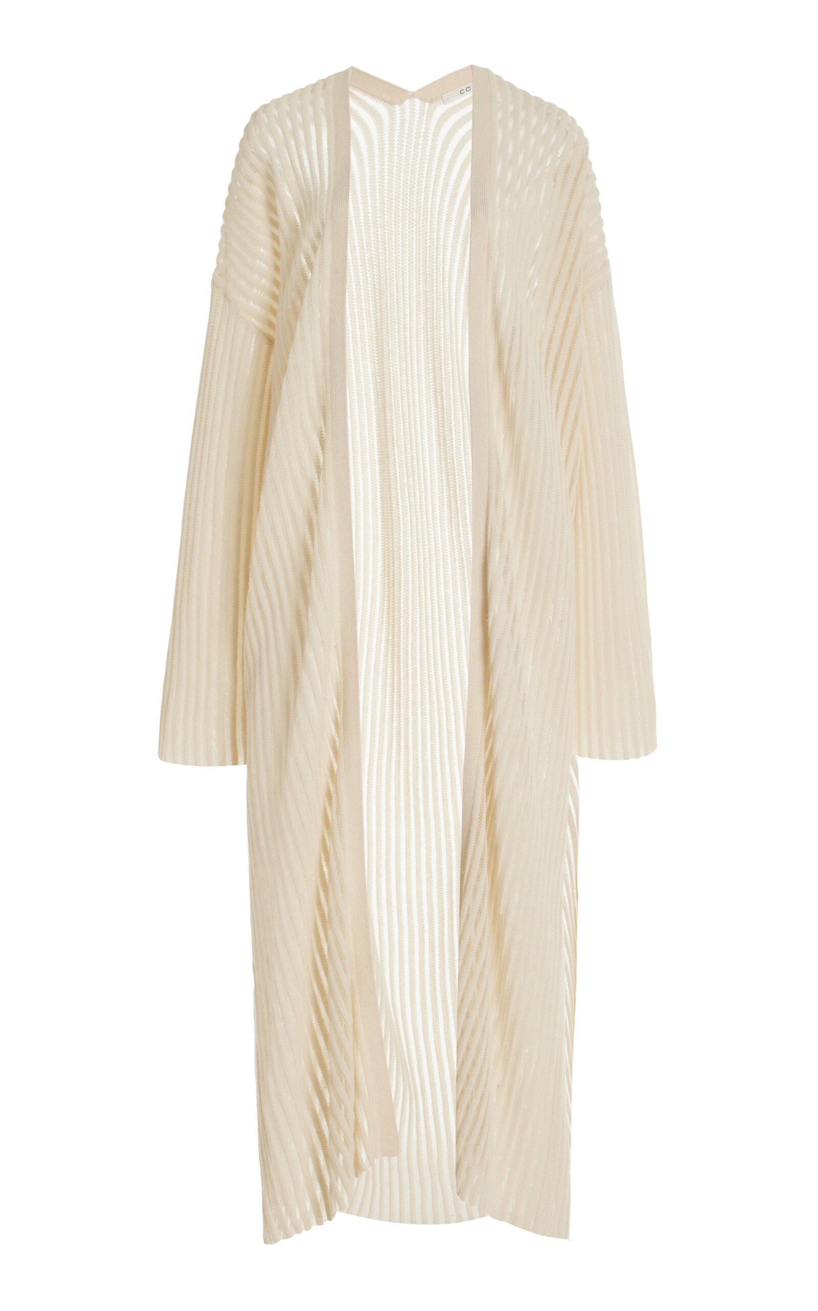 Shop Co Cashmere-silk Knit Long Cardigan In Ivory