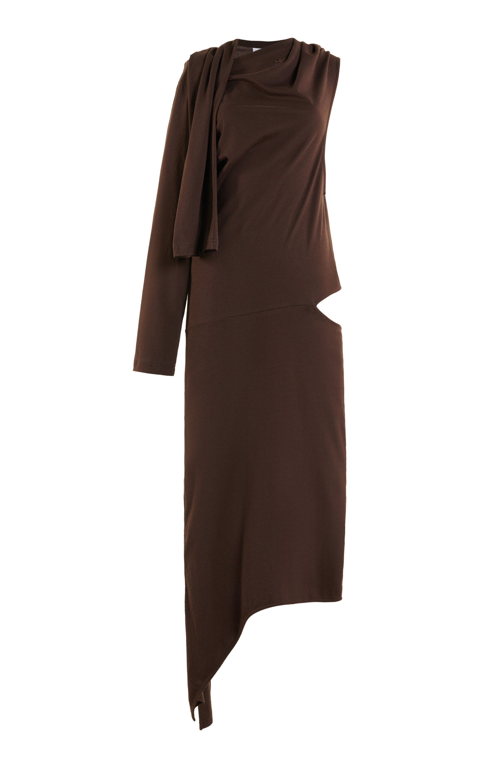 Courrèges Off-the-shoulder Midi Dress In Brown