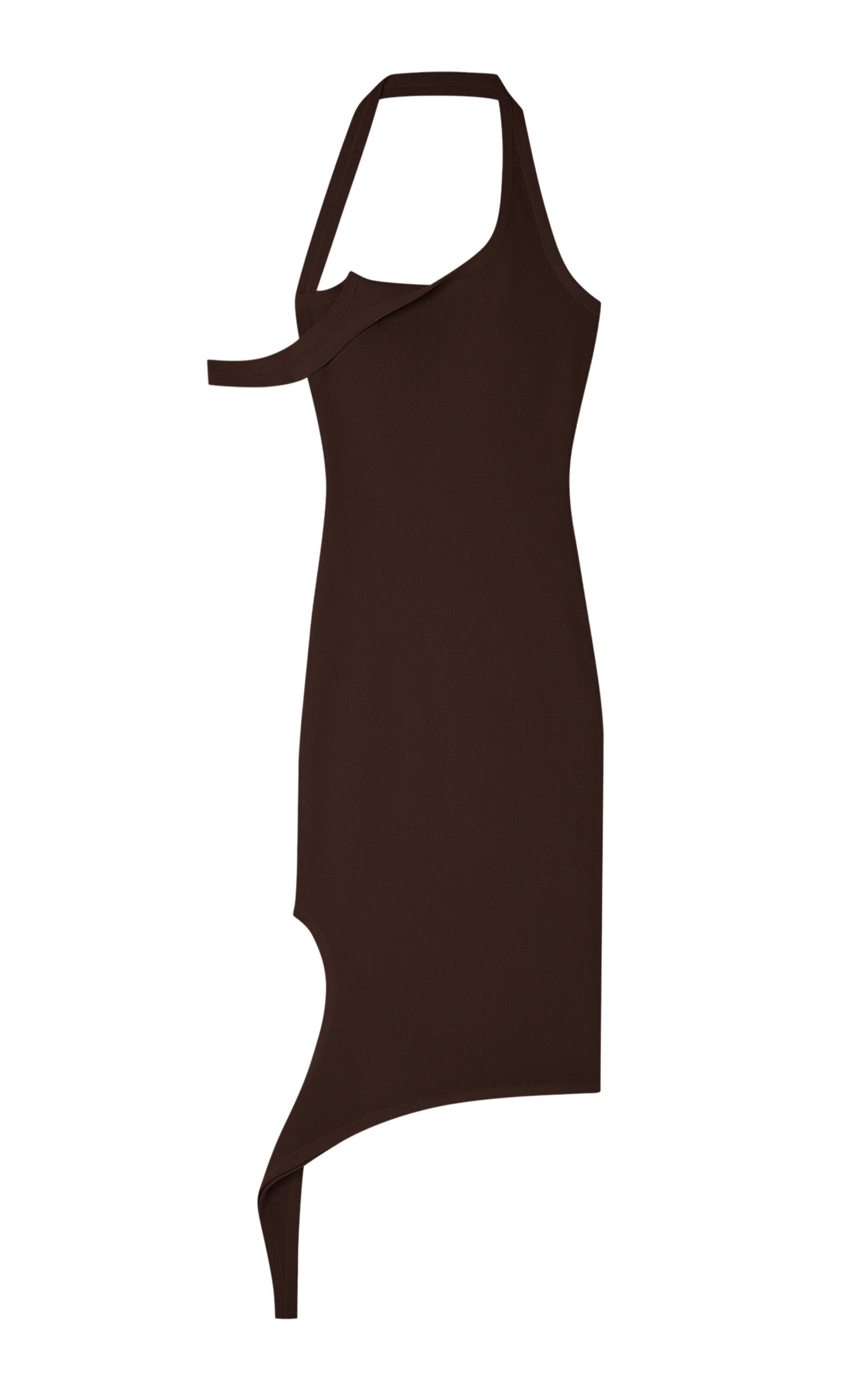 Courrèges Undressed Asymmetric Knit Midi Dress In Brown