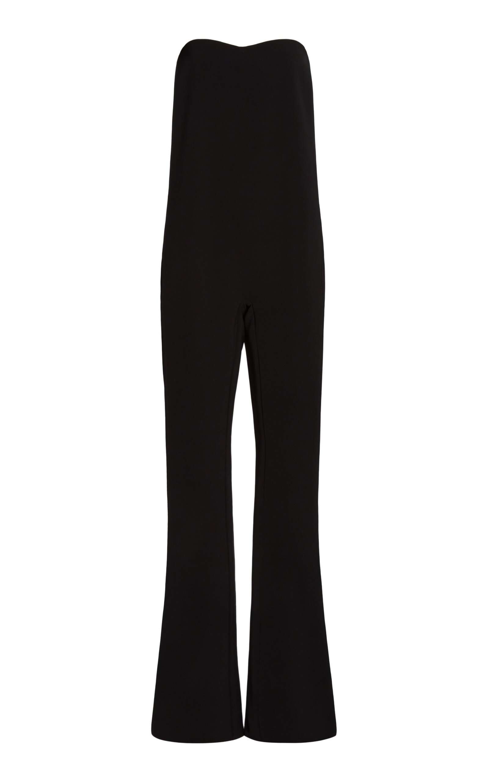 Courrèges Ilusion Drape Bustier Allover Jumpsuit In Black