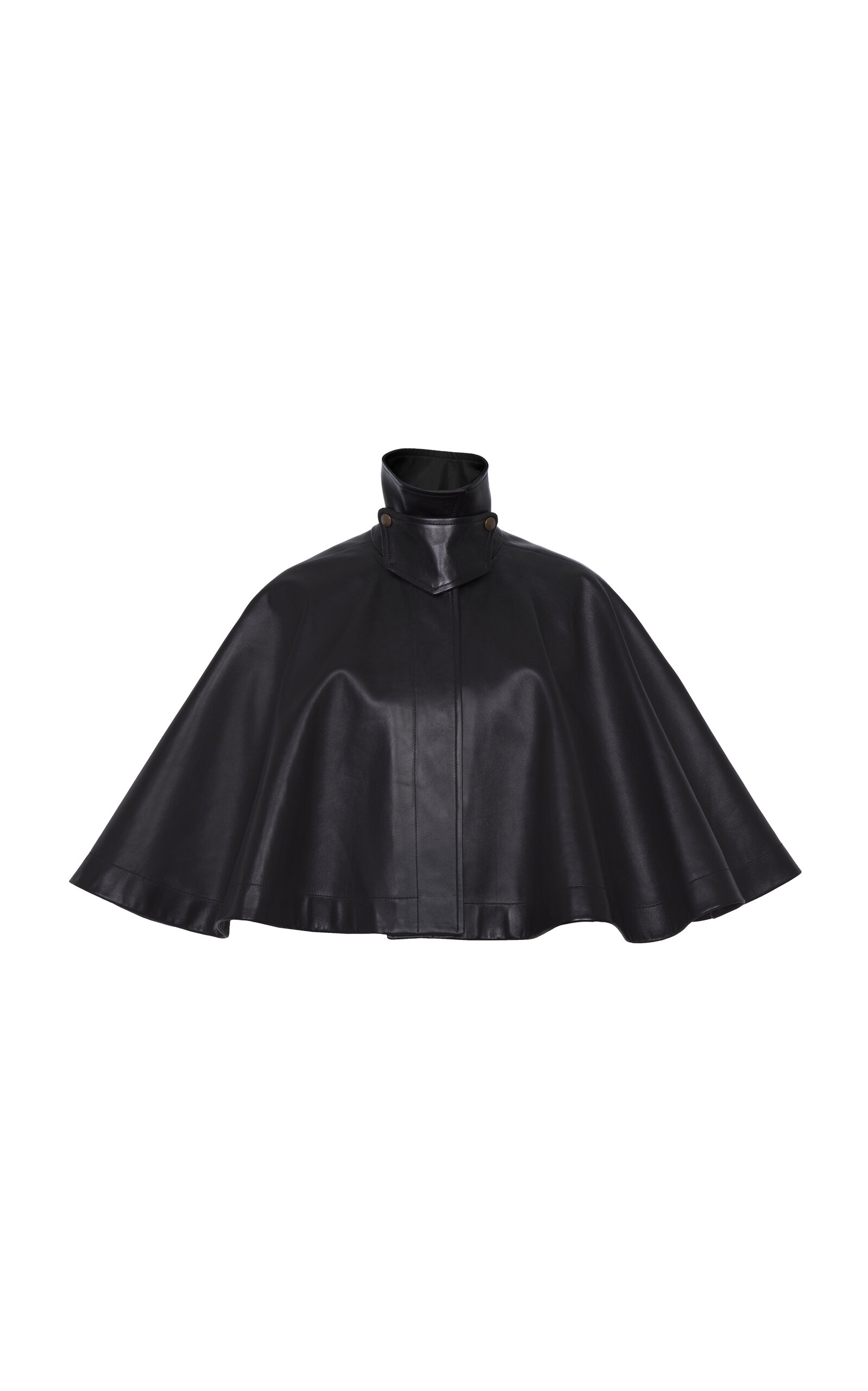 Chloé High Neck Nappa Leather Capelet In Black