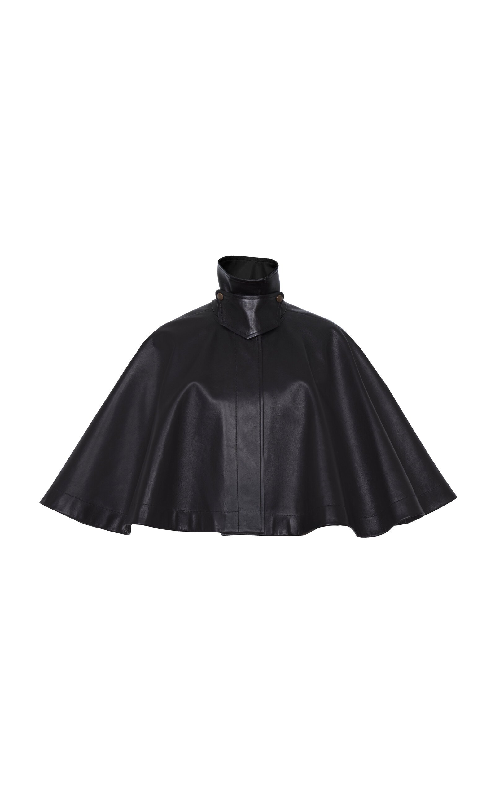 Chloé High Neck Leather Capelet In Black