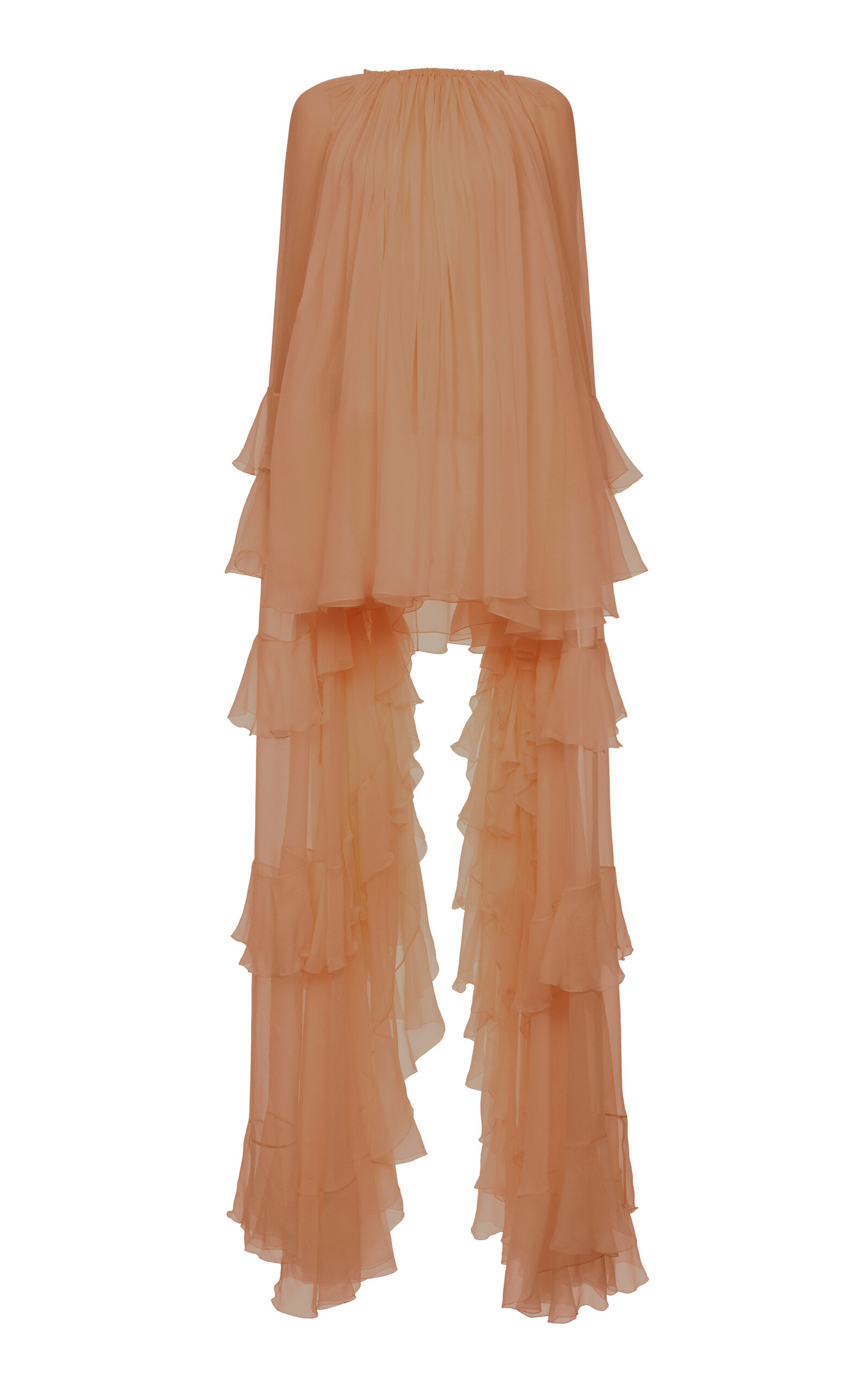 Chloé Ruffled Organic Silk Mini Cape Dress In Tan
