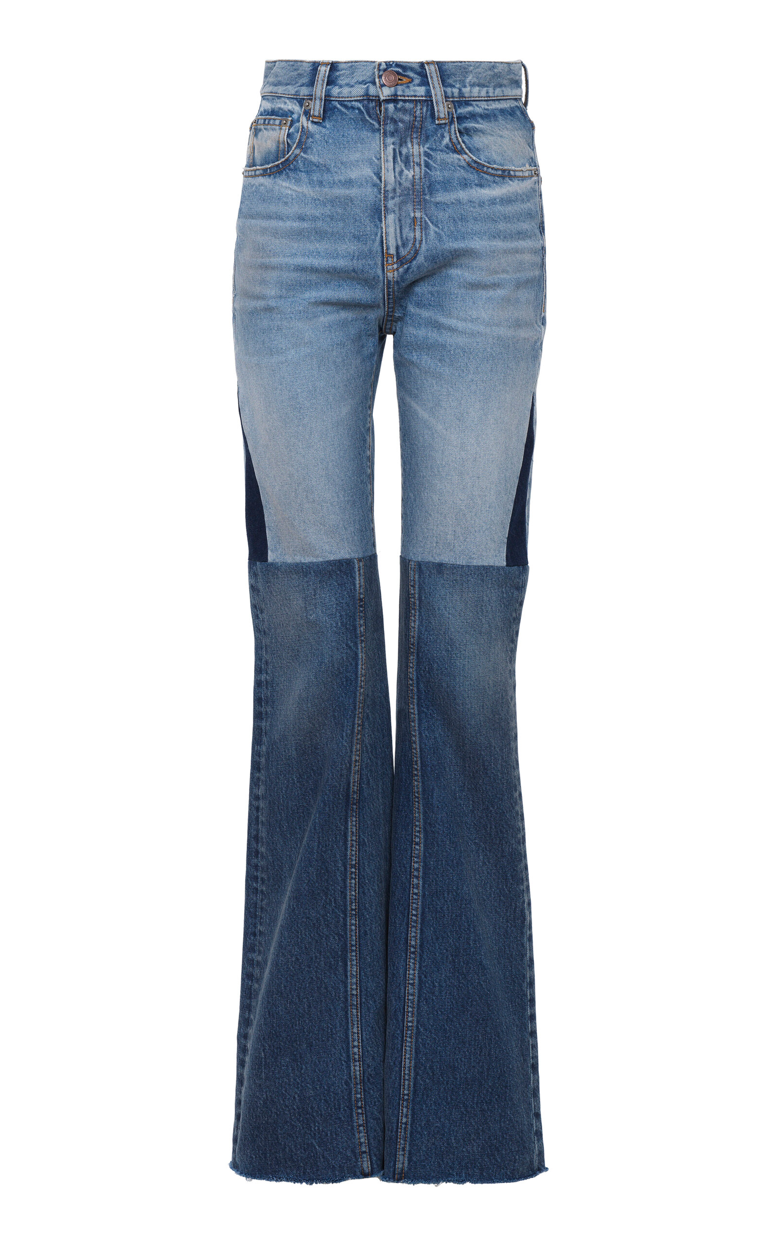 Chloé Patchwork Rigid High-Rise Flared-Leg Jeans