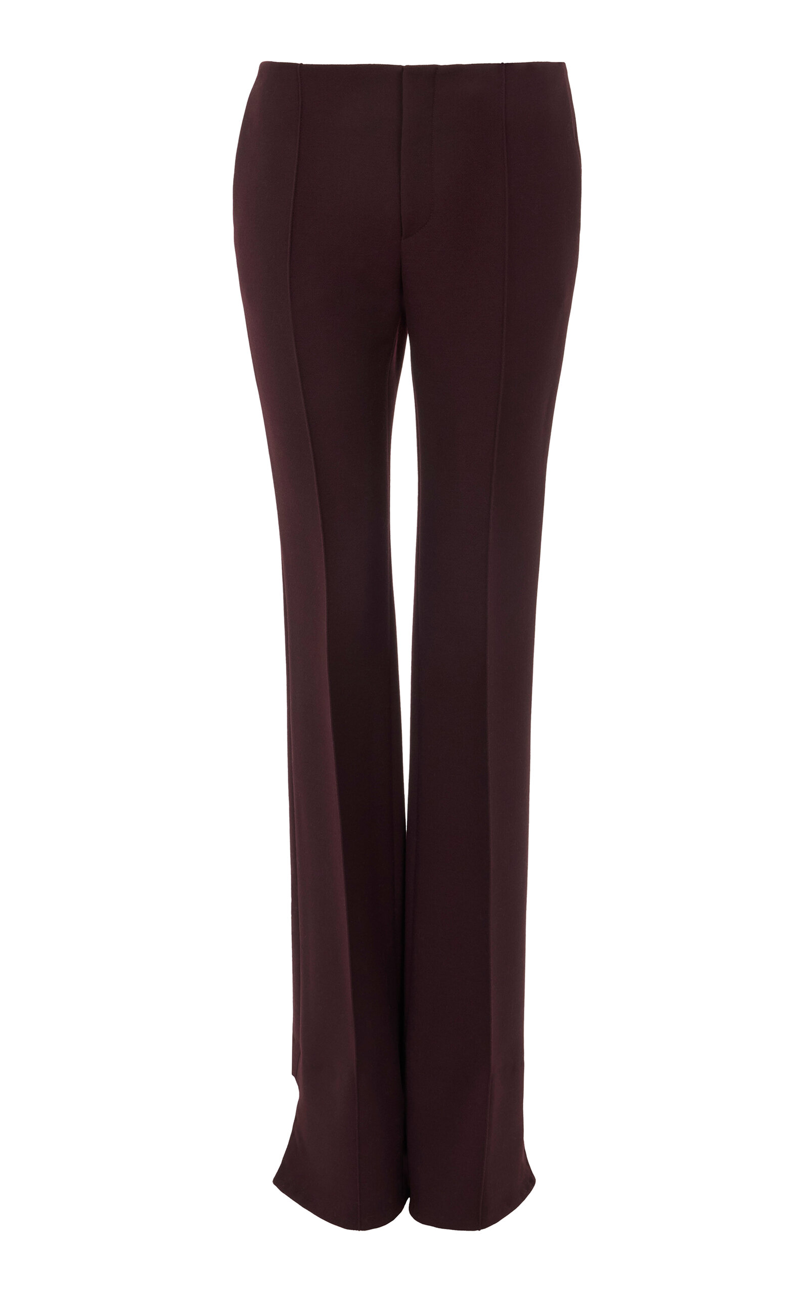 Chloé Brushed Wool Slim-leg Pants In Brown