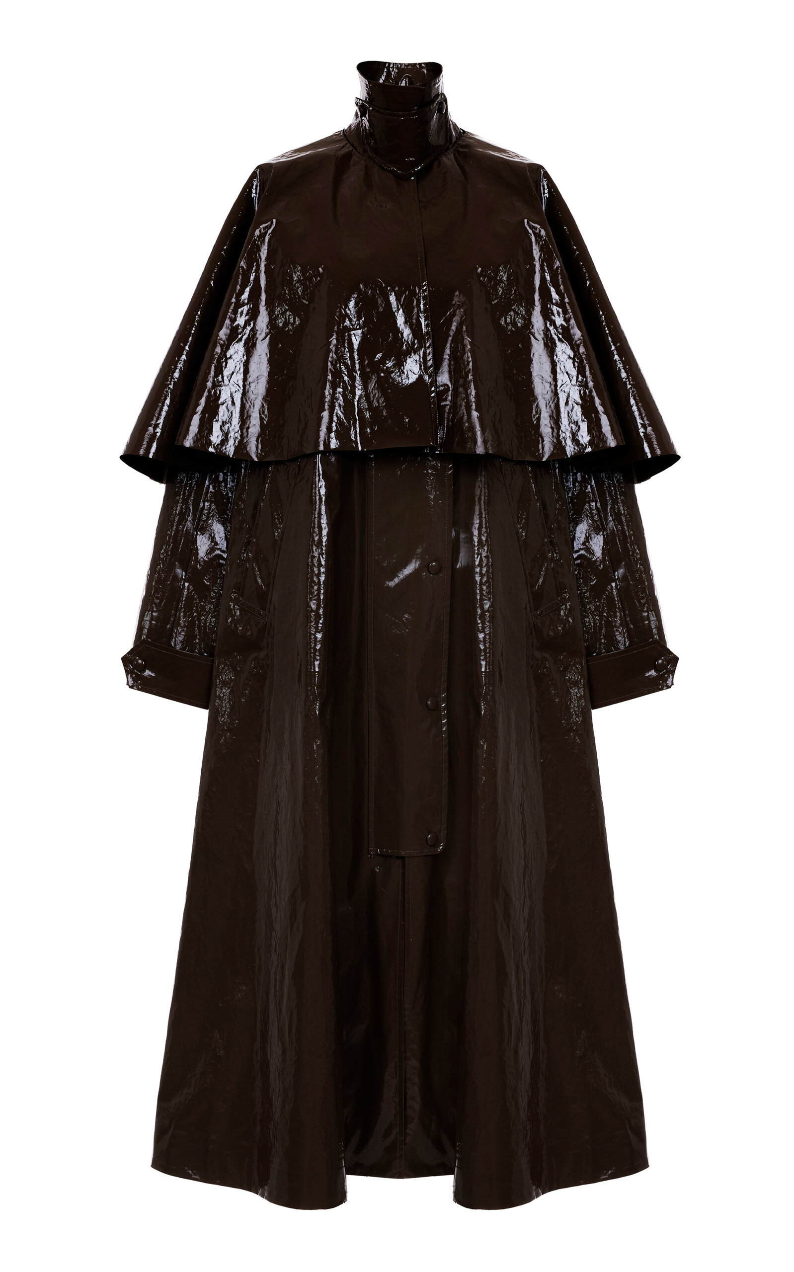 Chloé Short Shiny Lacquered Cape In Brown
