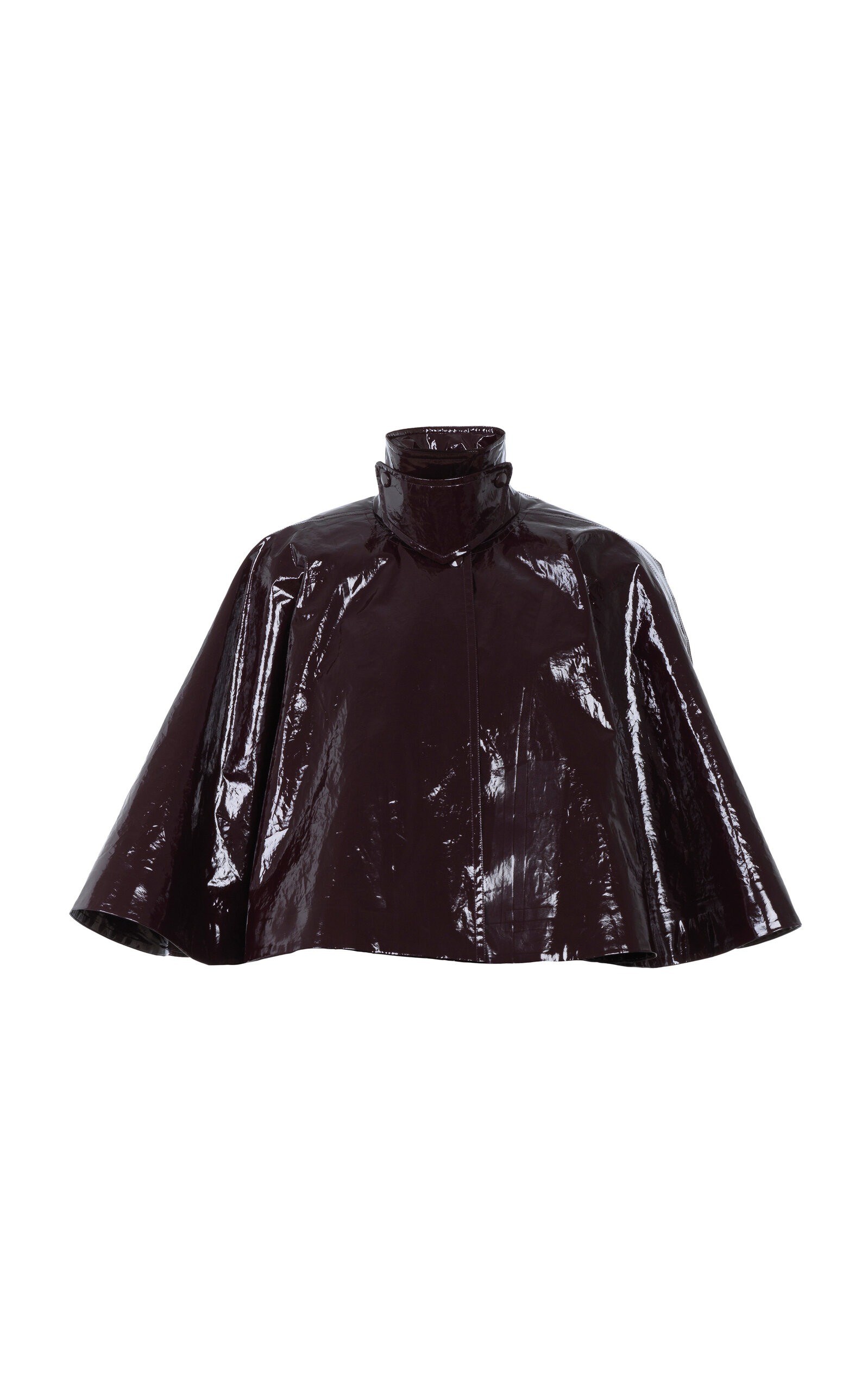 Chloé Cropped Lacquered Cotton Capelet In Brown