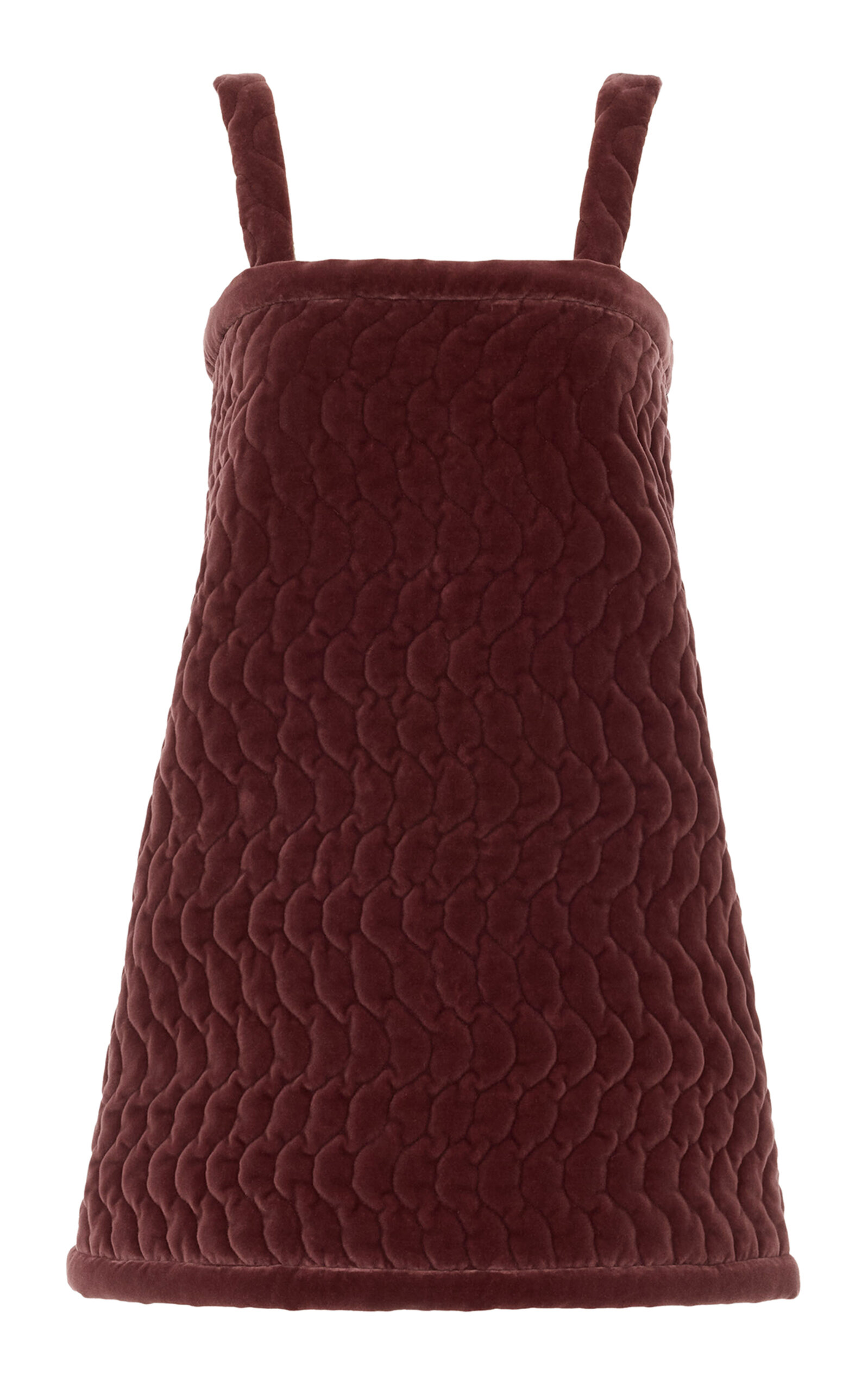 Chloé Quilted Cotton Velvet Mini Dress In Brown