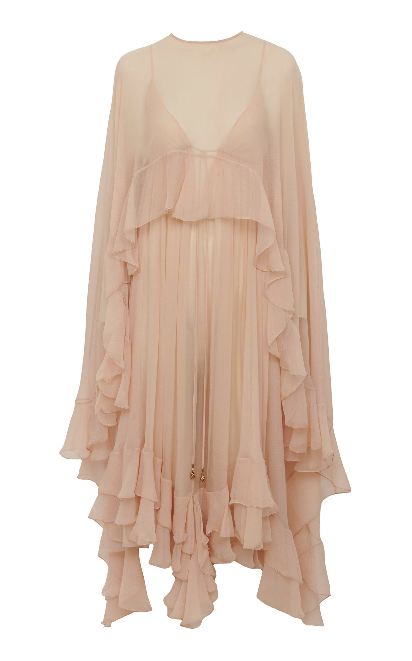 Chloé Ruffled Organic Silk Midi Dress In Neutral
