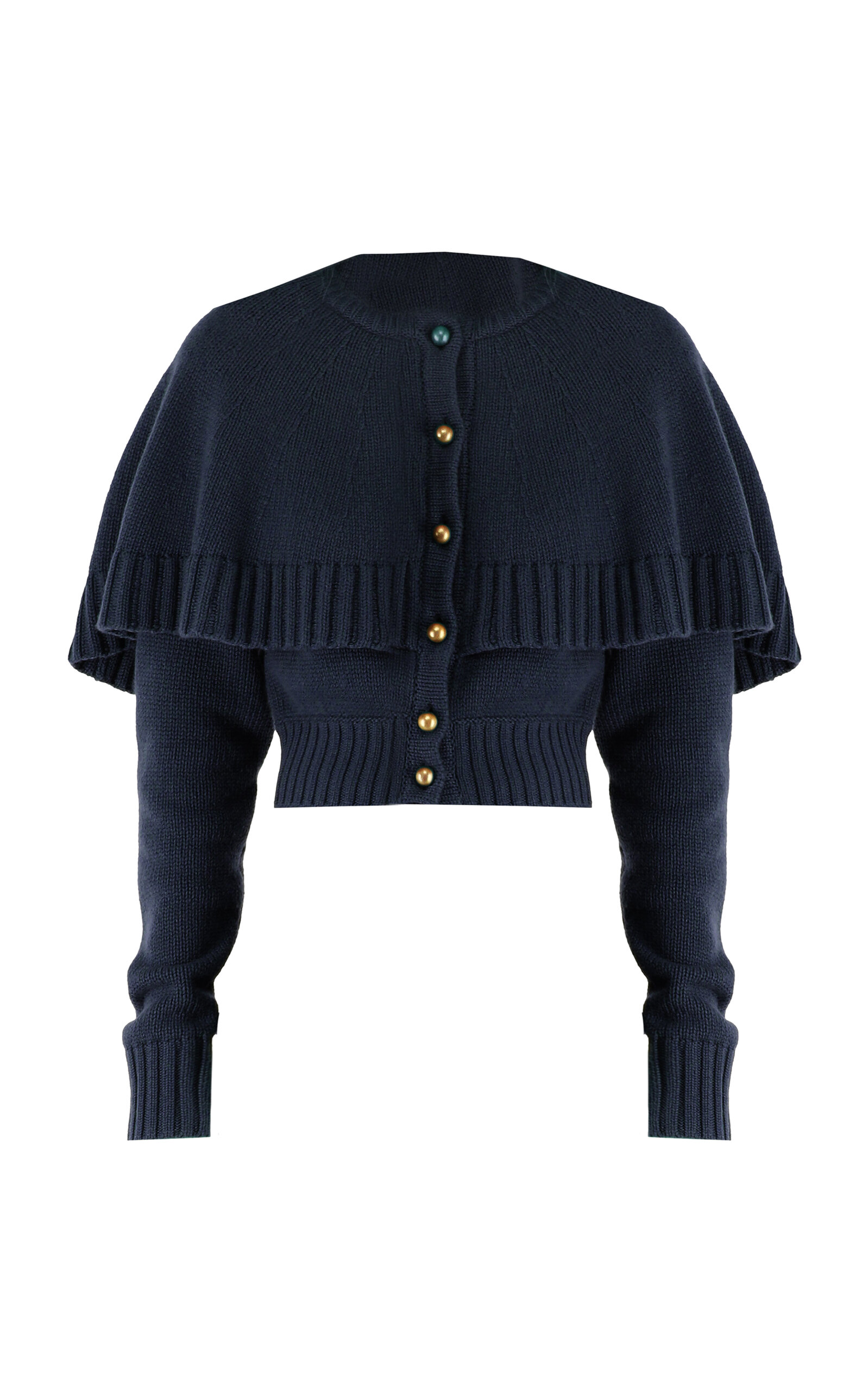 Chloé Cape-detailed Wool-cashmere Knit Cardigan In Navy