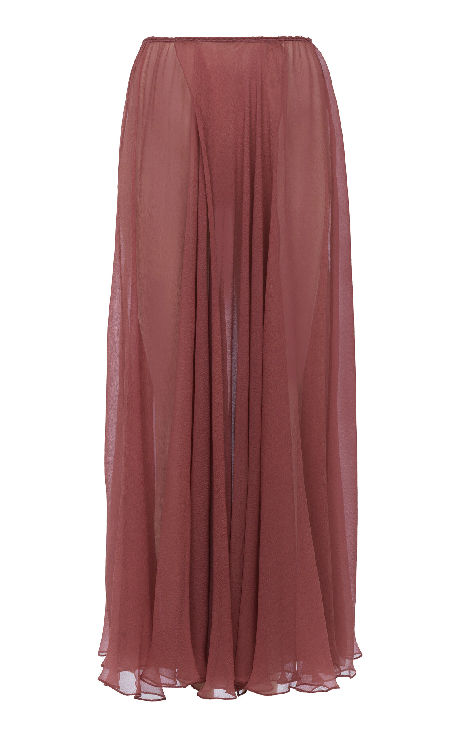 Chloé Flou Midi Skirt In Silk Mousseline Pink Size 10 100% Silk In Pink