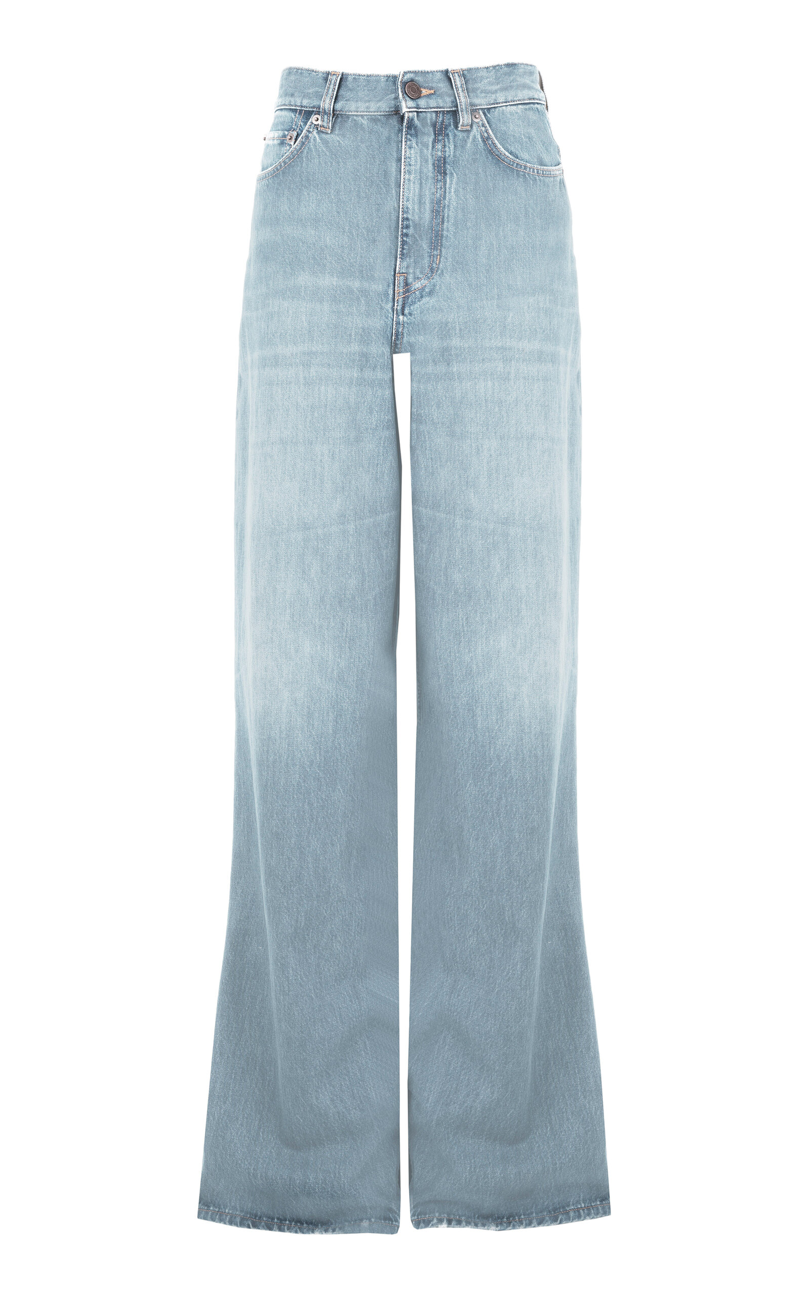Chloé Paneled Rigid High-rise Wide-leg Jeans In Light Wash