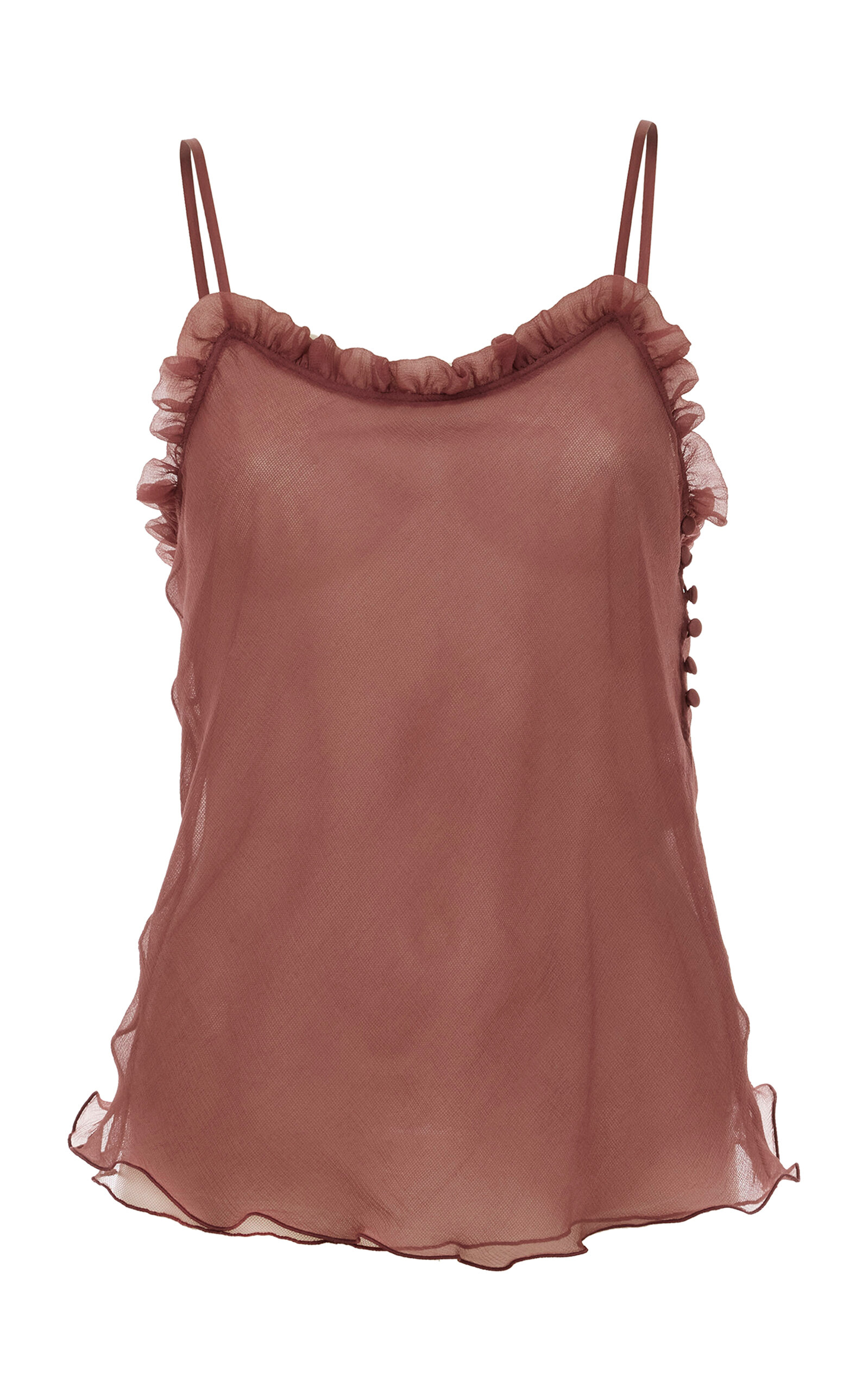 Chloé Ruffled Sheer Tulle Camisole Top In Pink
