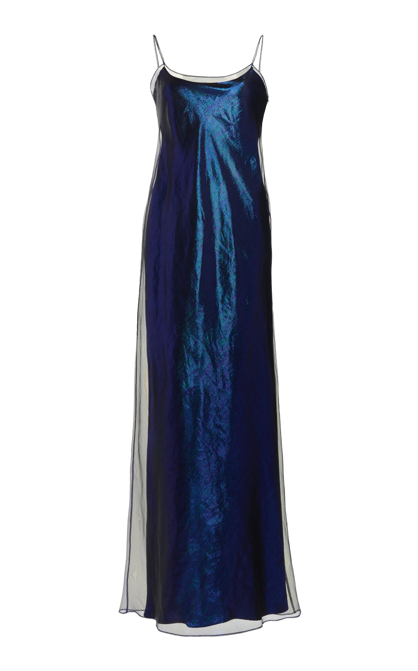Christopher Esber Iridescent Silk-blend Maxi Dress In Blue
