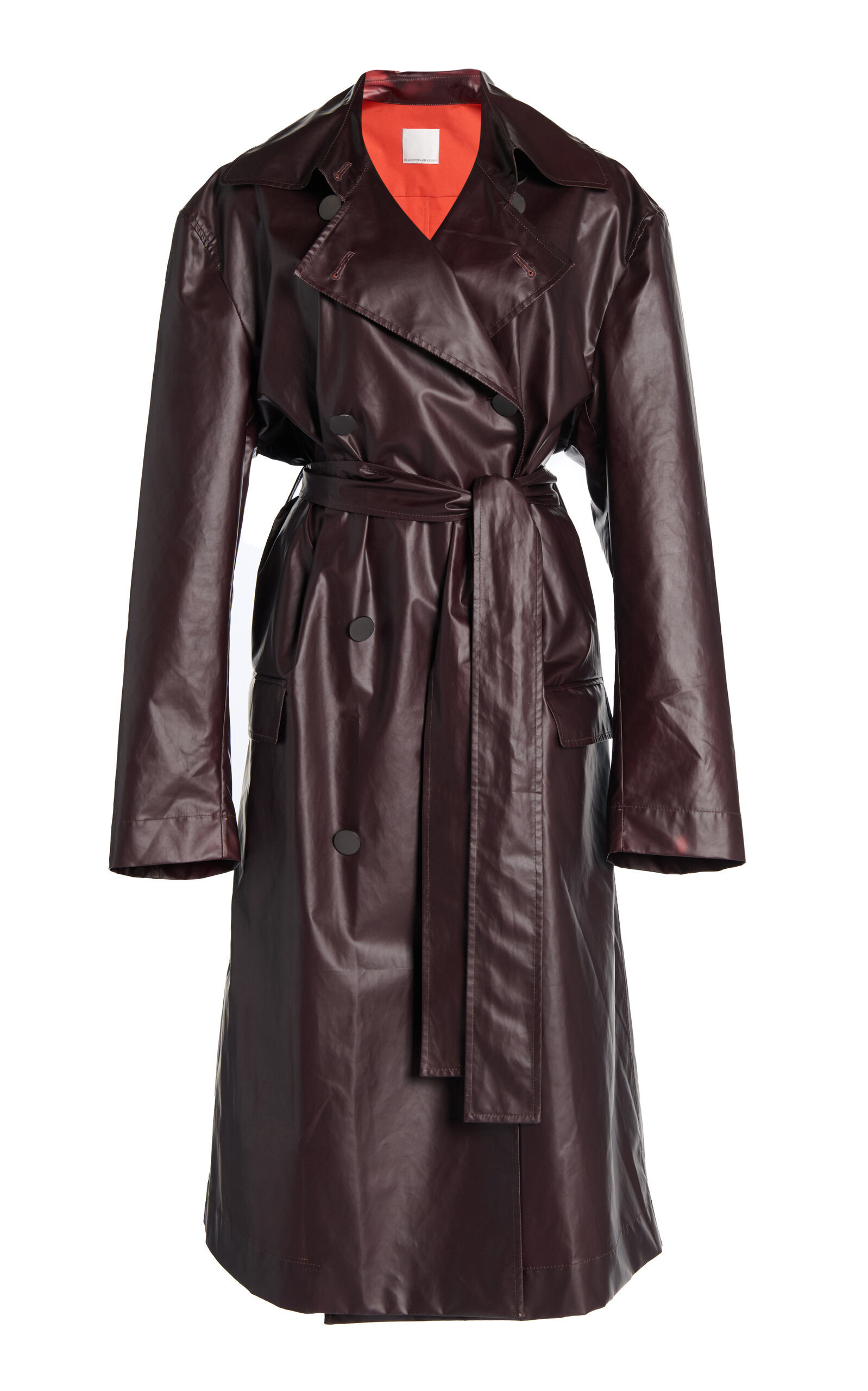 Christopher Esber Thermocrhomic Oversized Trench Coat In Burgundy
