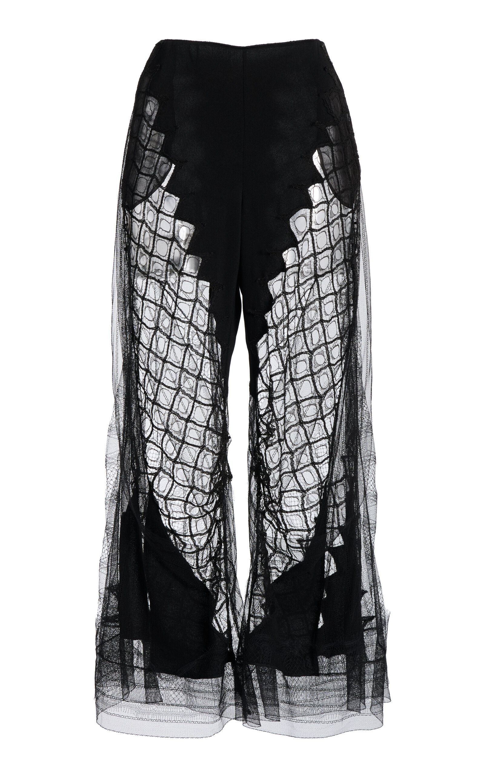Christopher Esber Collage Lace Wide-leg Pants In Black