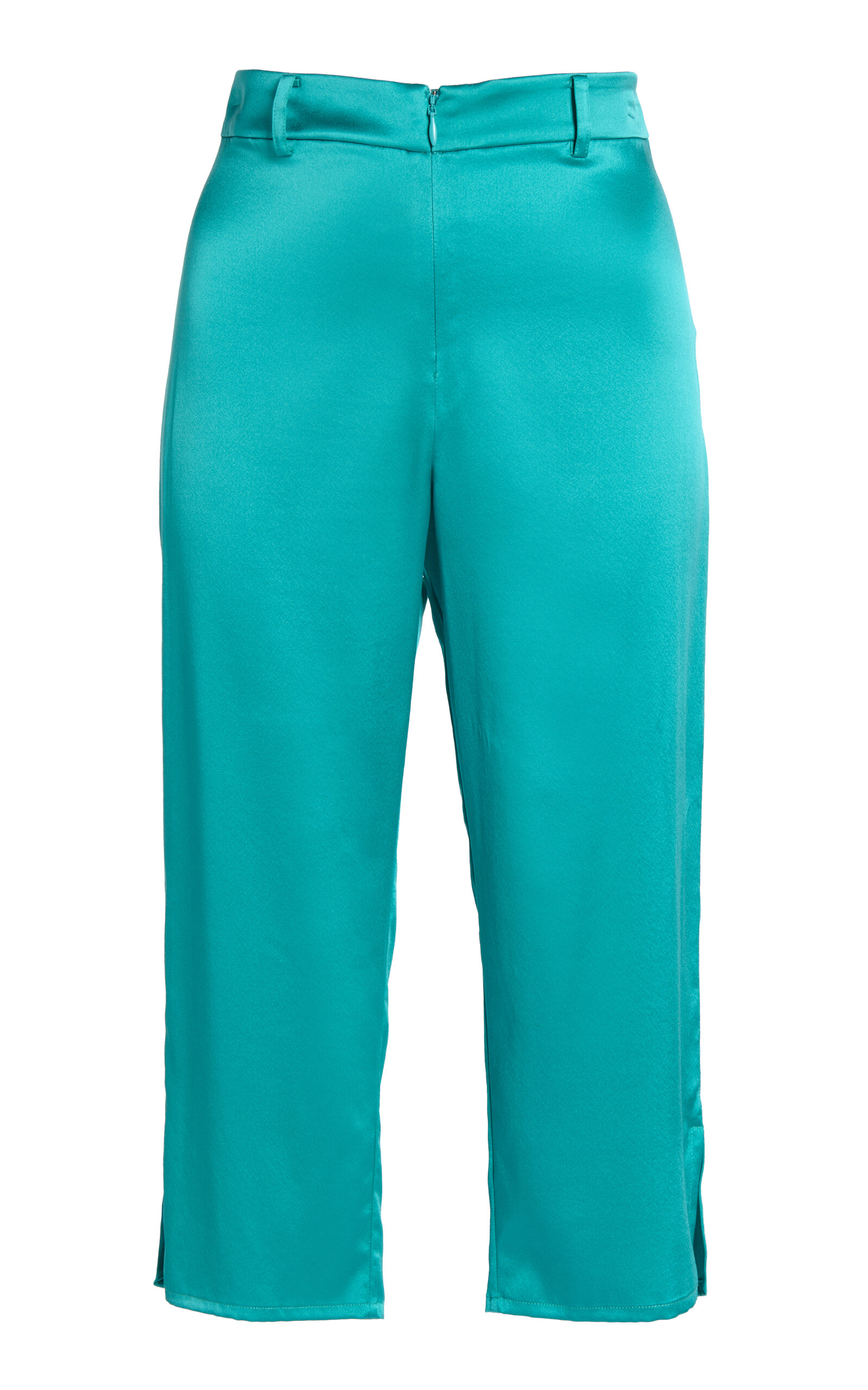 Christopher Esber Mid-rise Silk Capri Pants In Turquoise