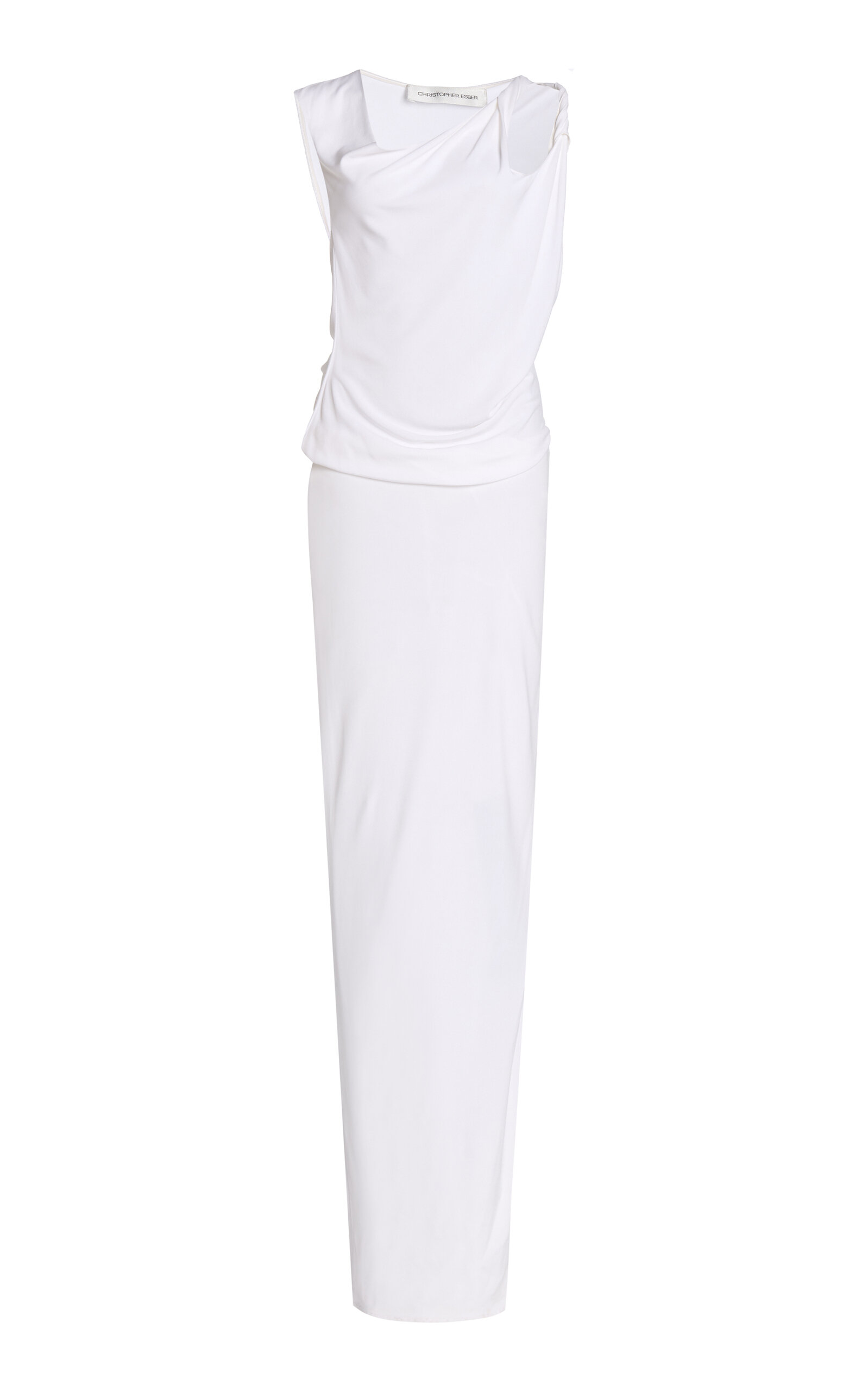 Christopher Esber Asymmetric Jersey Maxi Dress In White