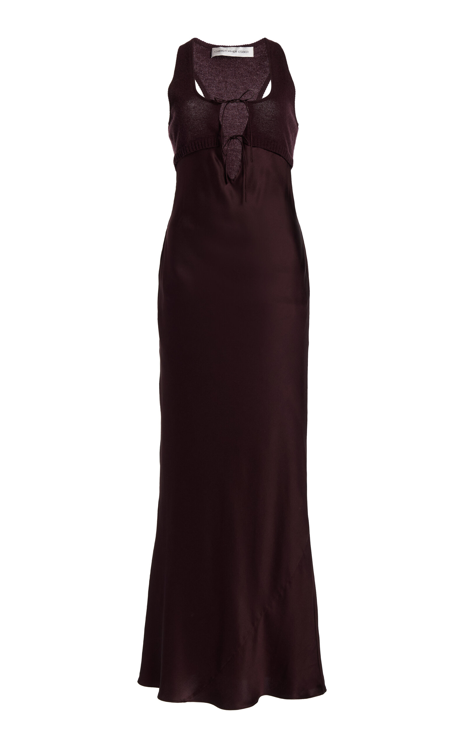 Christopher Esber Monument Cashmere-Silk Combo Midi Dress - Burgundy