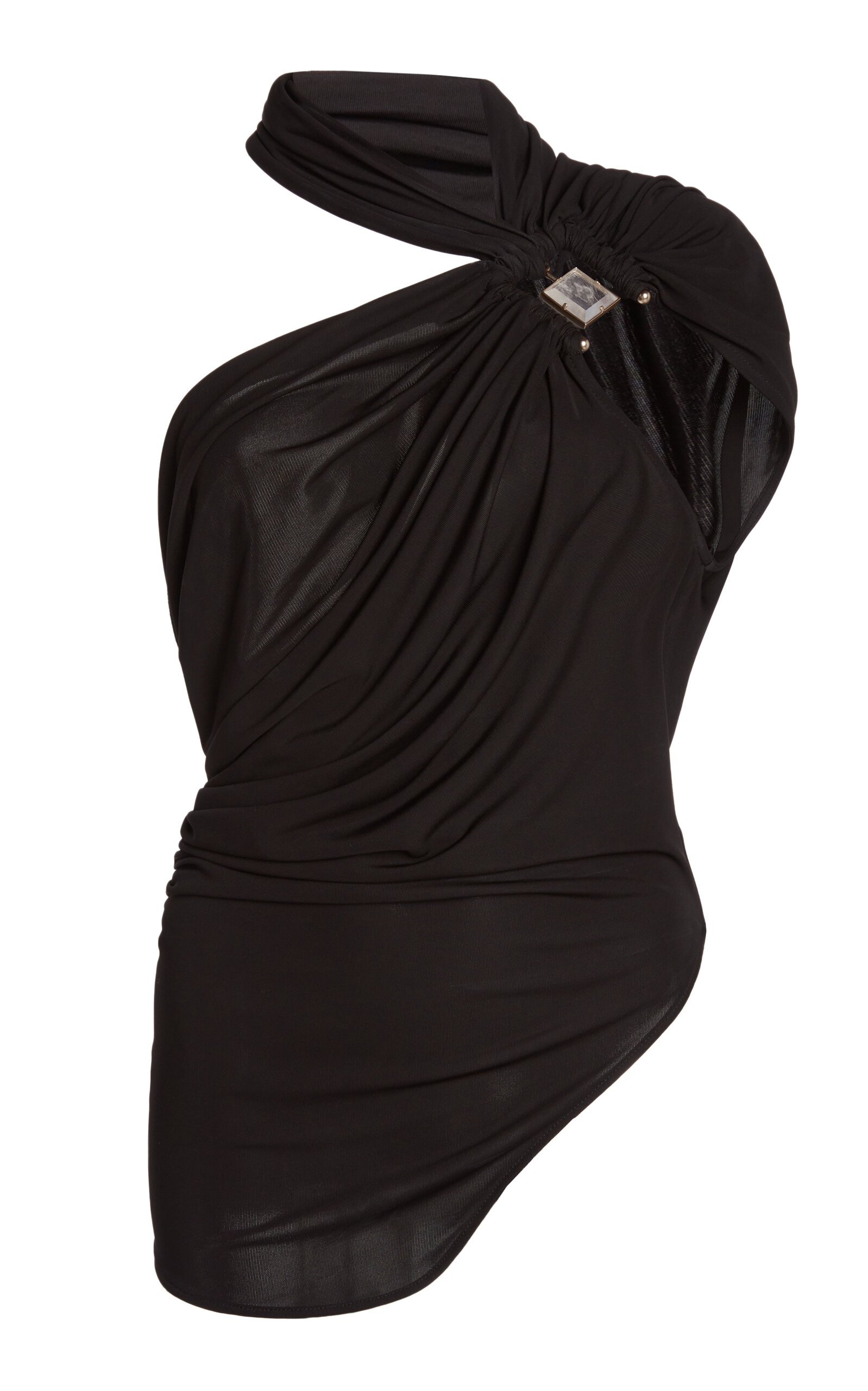 Christopher Esber Bezel Quartz Asymmetric Halter Top In Black | ModeSens Christopher Esber Bezel Quartz Asymmetric Halter Top In Black | ModeSens