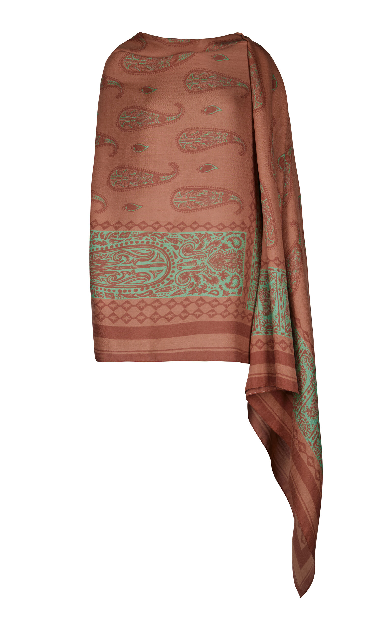 Johanna Ortiz Mosaic Paisley Cashmere Shawl In Orange