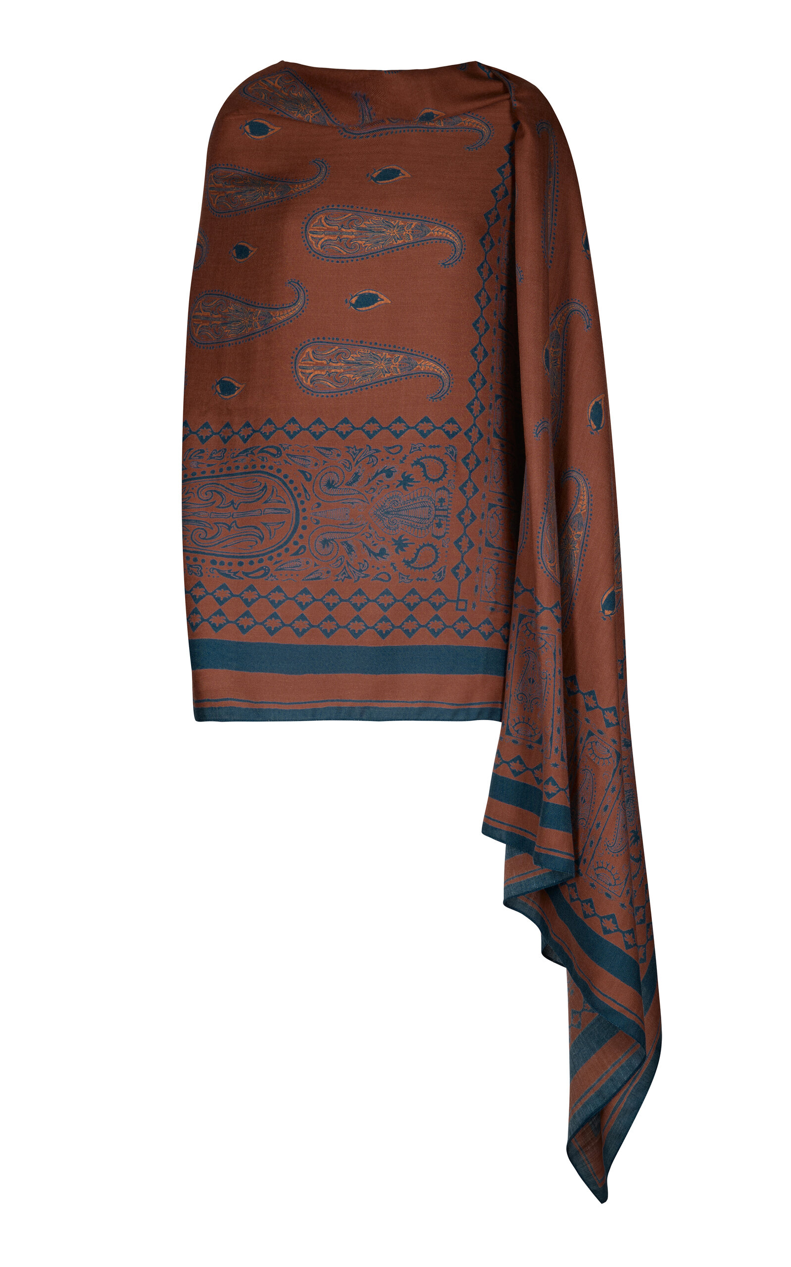 Johanna Ortiz Mosaic Paisley Cashmere Shawl In Brown
