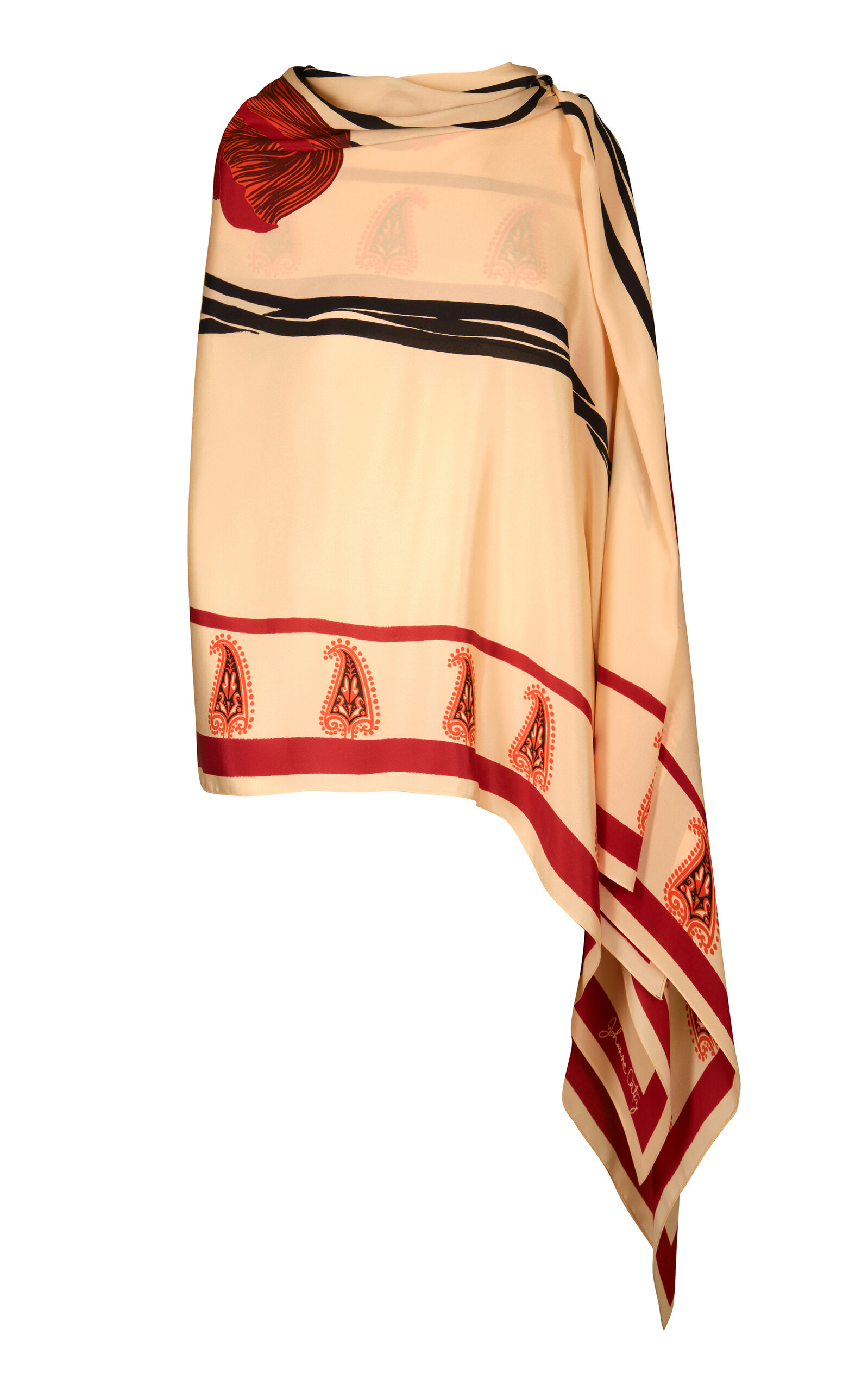 Johanna Ortiz Rapsodia De Amapola Silk Shawl In Multi