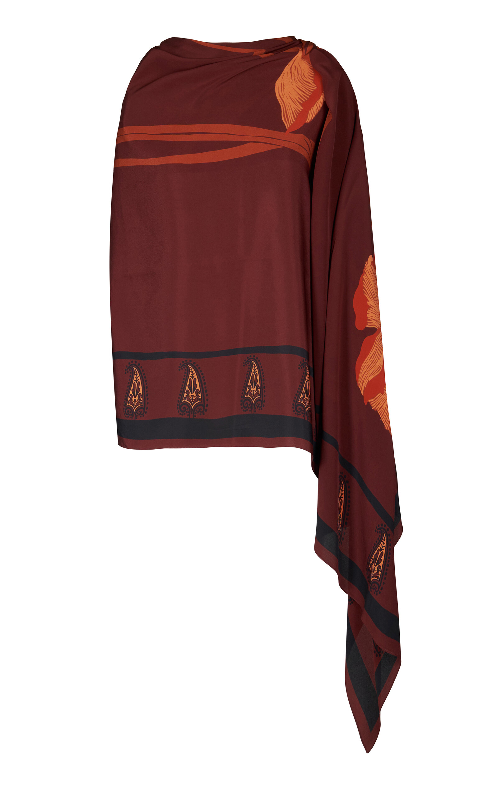 Johanna Ortiz Rapsodia De Amapola Silk Shawl In Red