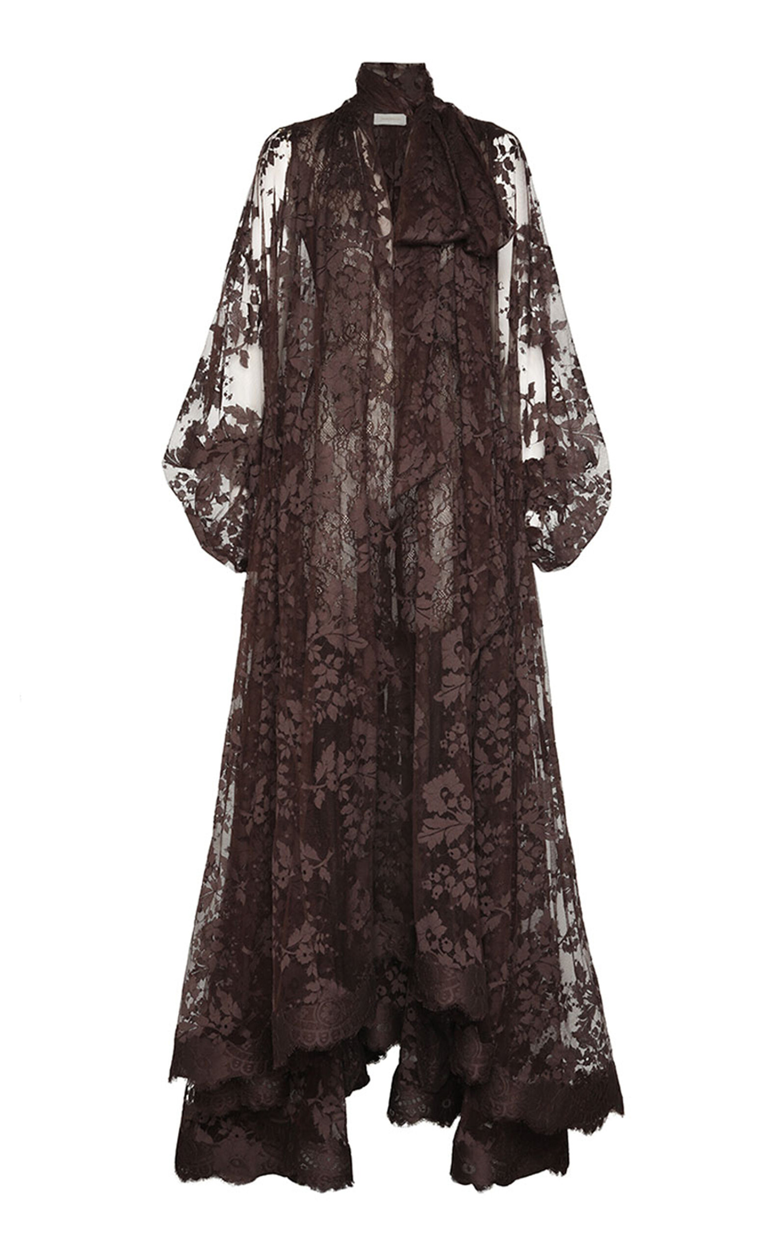 Shop Zimmermann Illustration Lace Gown In Burgundy