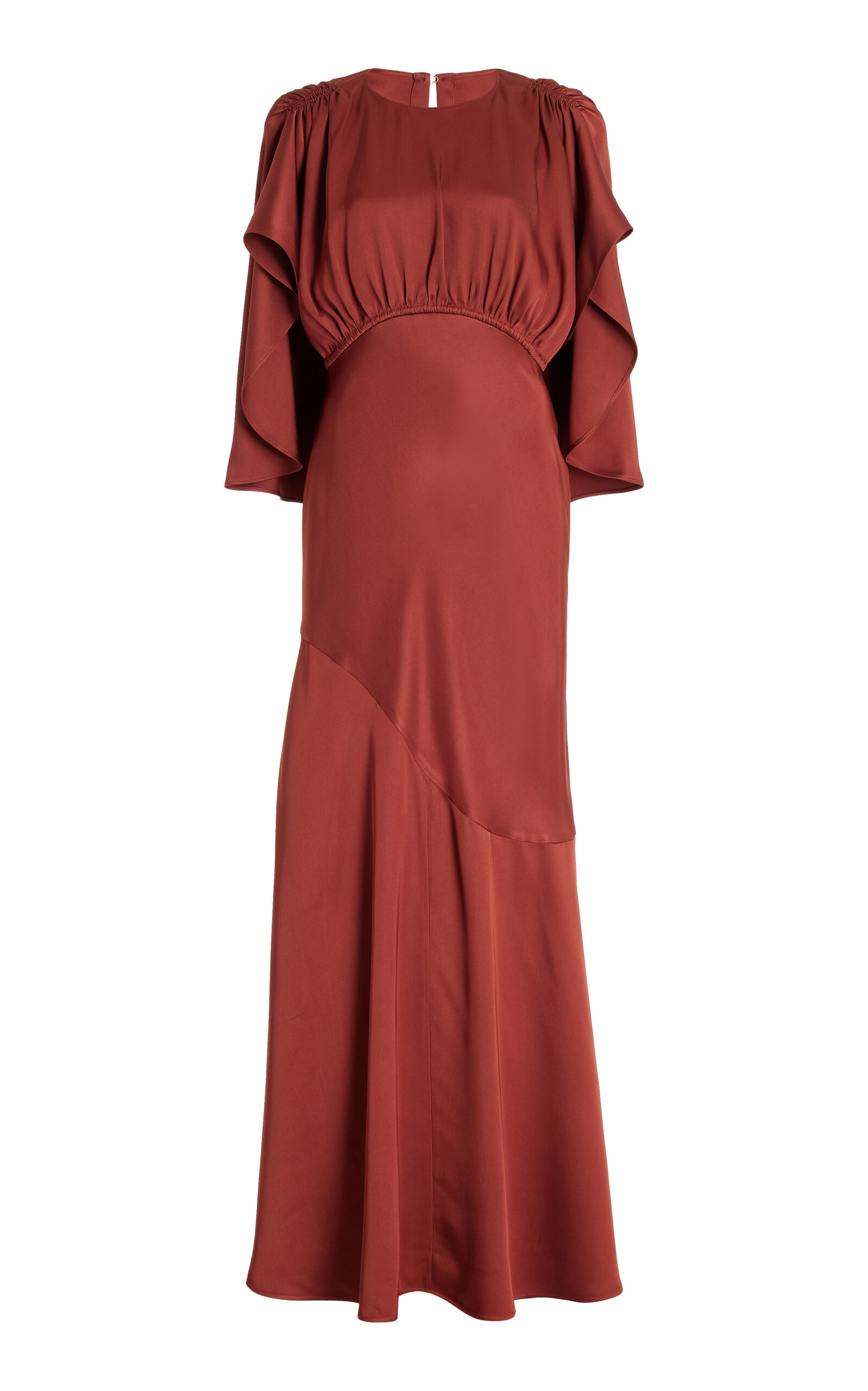 Shop Zimmermann Eden Draped Satin Maxi Dress In Red